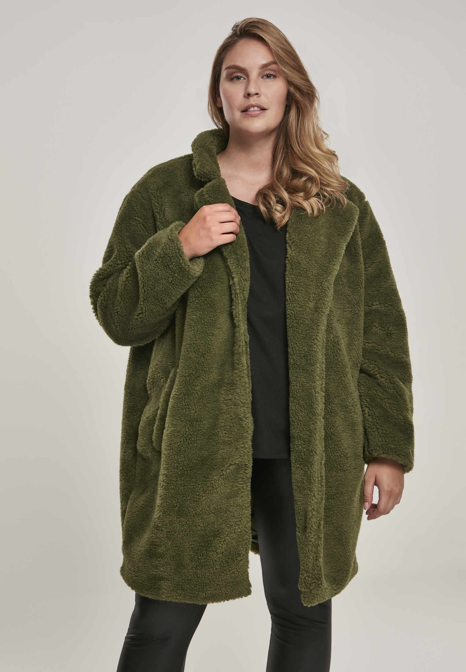 Ladies Oversized Sherpa Coat olive 3XL - alternate variant 2