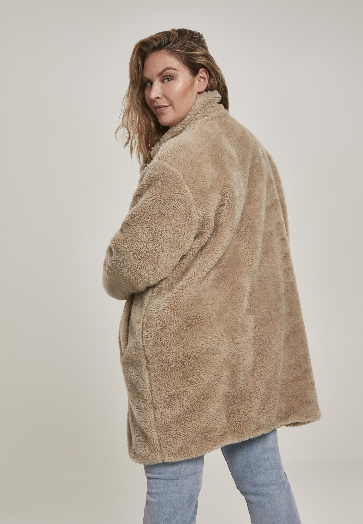 Ladies Oversized Sherpa Coat sand 3XL - variant image 1