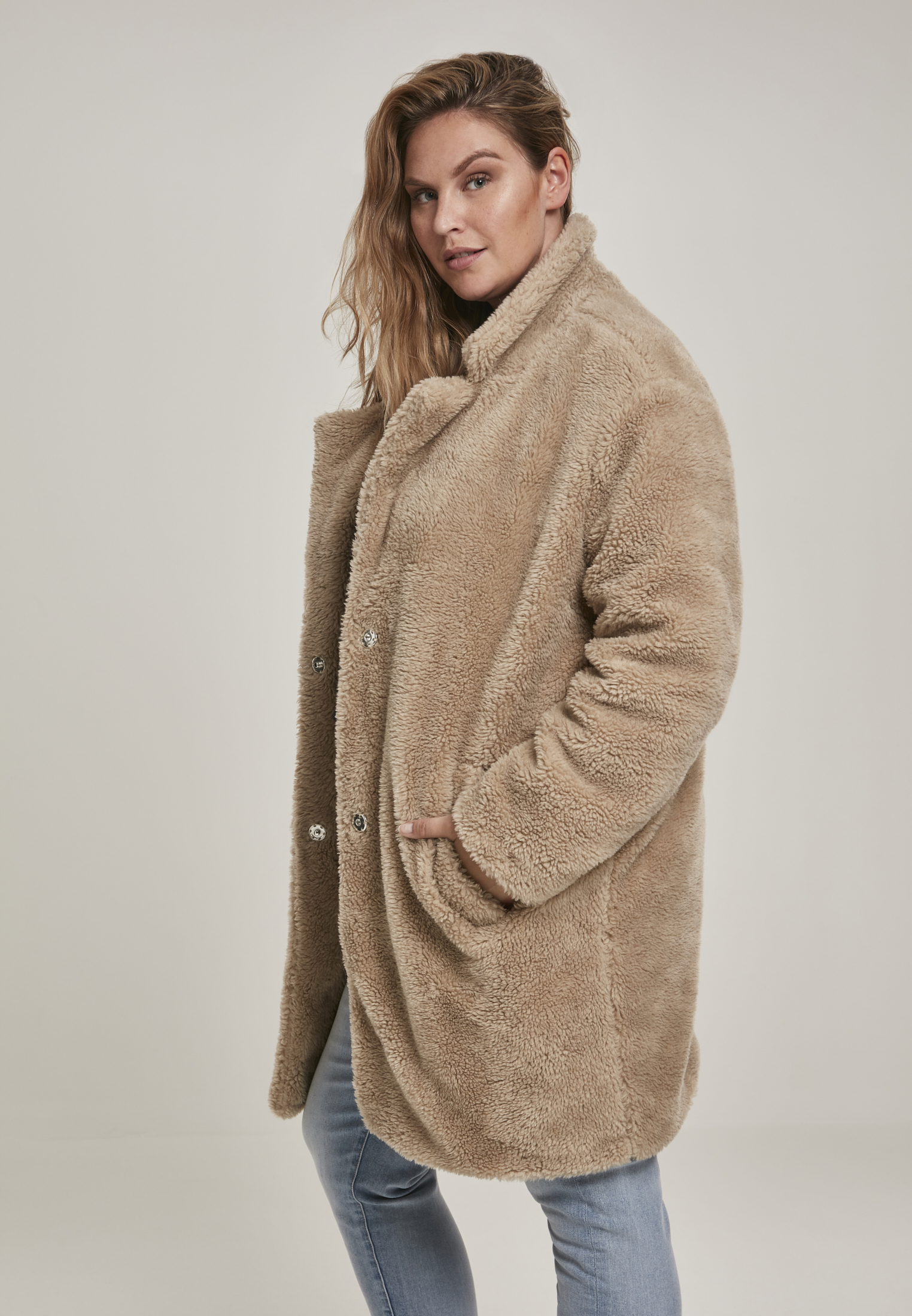Ladies Oversized Sherpa Coat sand 3XL - variant image 2