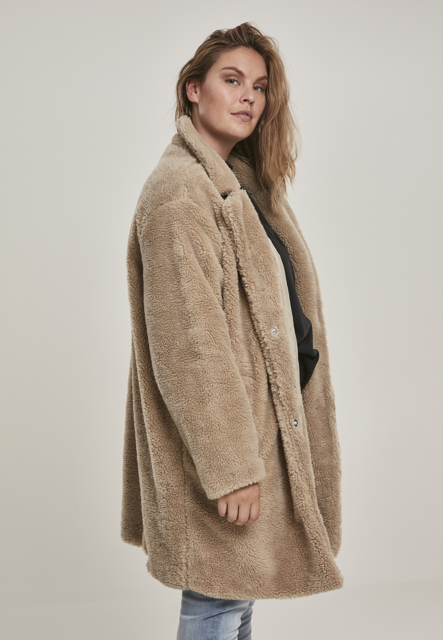 Ladies Oversized Sherpa Coat sand 3XL - variant image 3