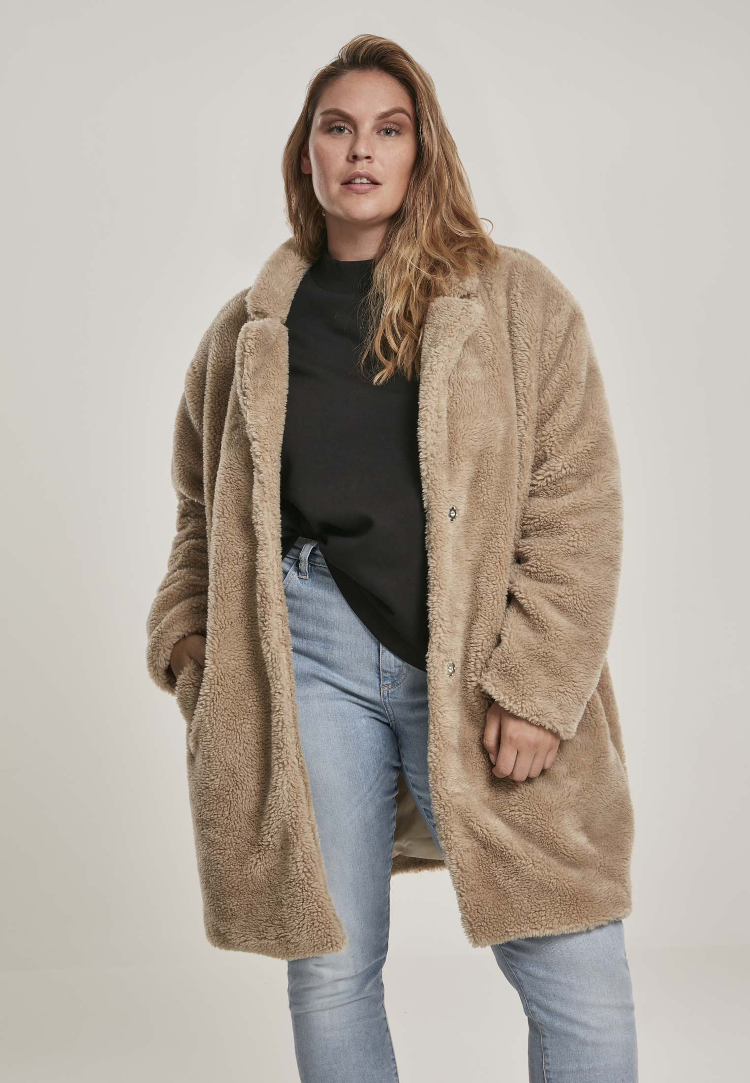 Ladies Oversized Sherpa Coat sand 3XL - alternate variant 3
