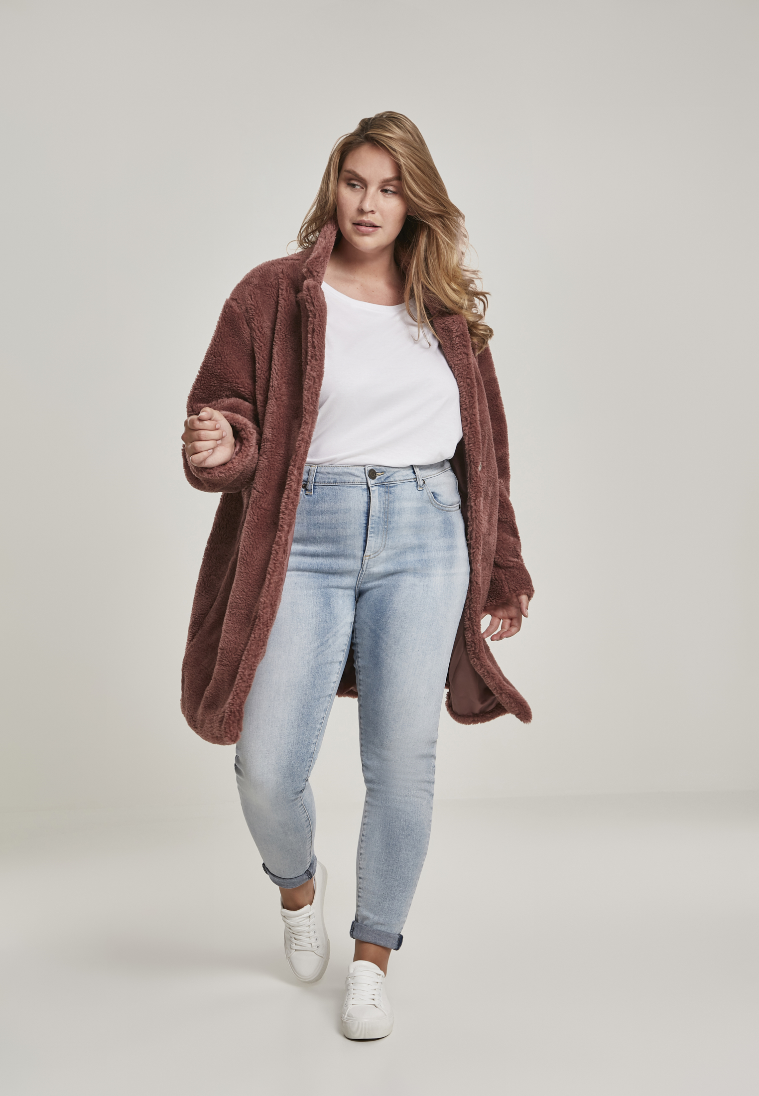 Ladies Oversized Sherpa Coat darkrose 3XL - variant image 4