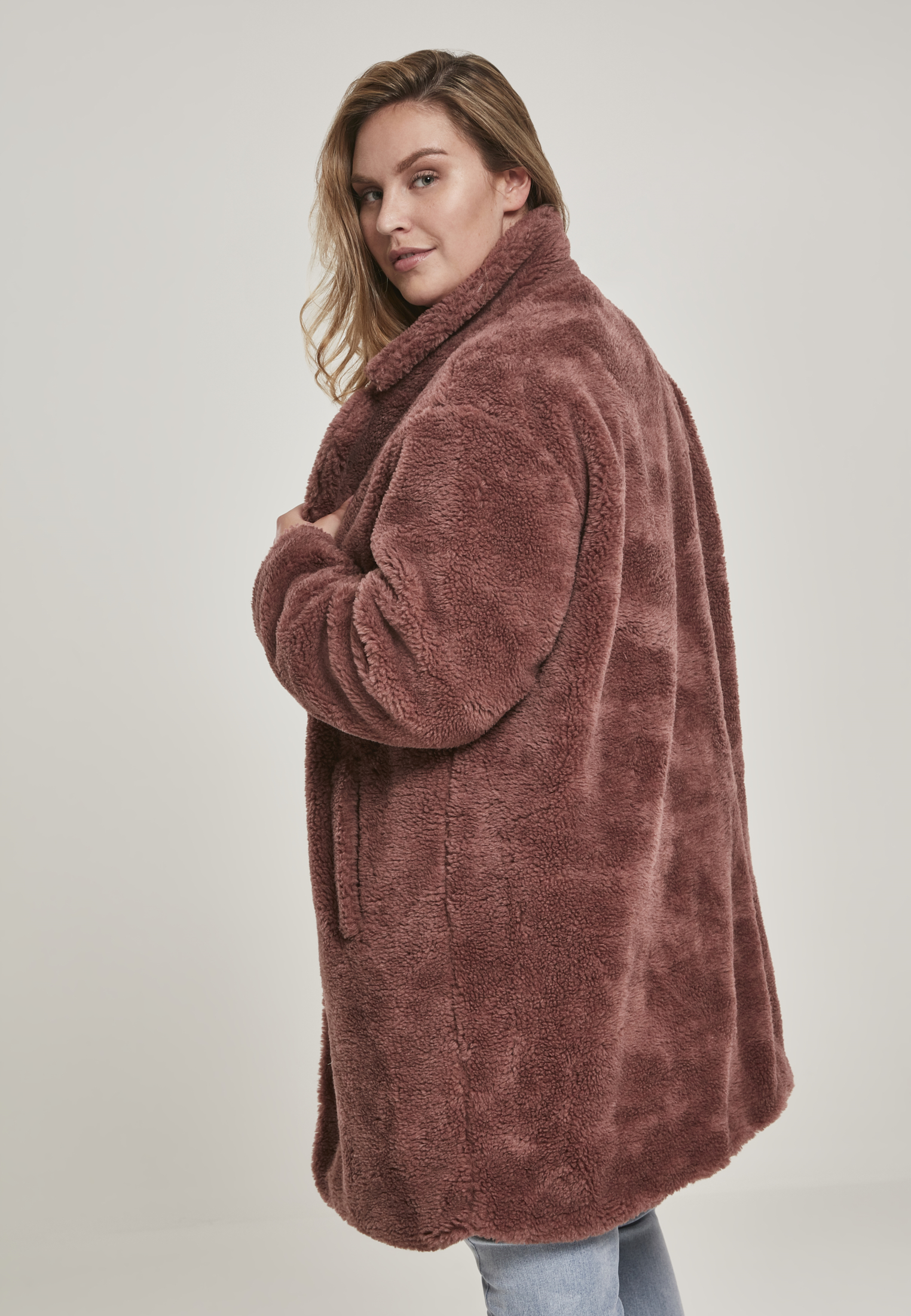 Ladies Oversized Sherpa Coat darkrose 3XL - variant image 1