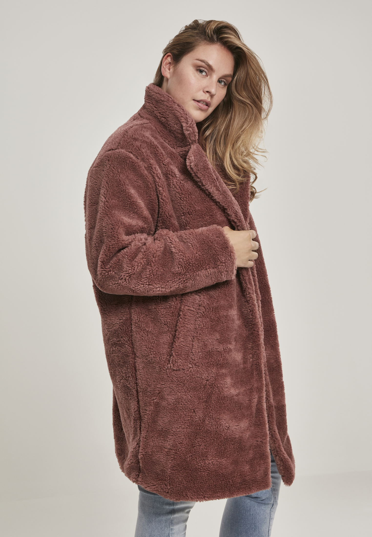 Ladies Oversized Sherpa Coat darkrose 3XL - variant image 3