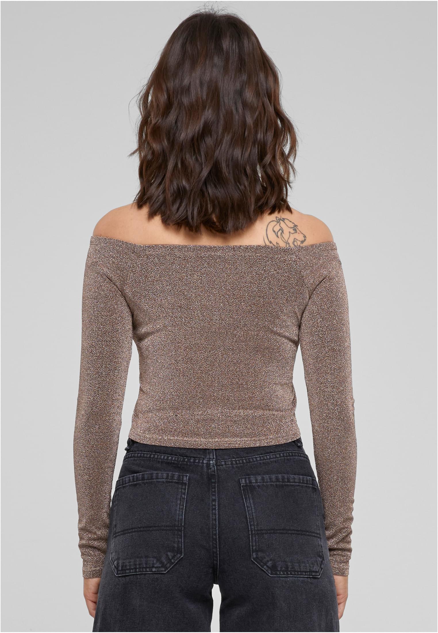 Ladies Off Shoulder Glitter Longsleeve gold 3XL - variant image 2