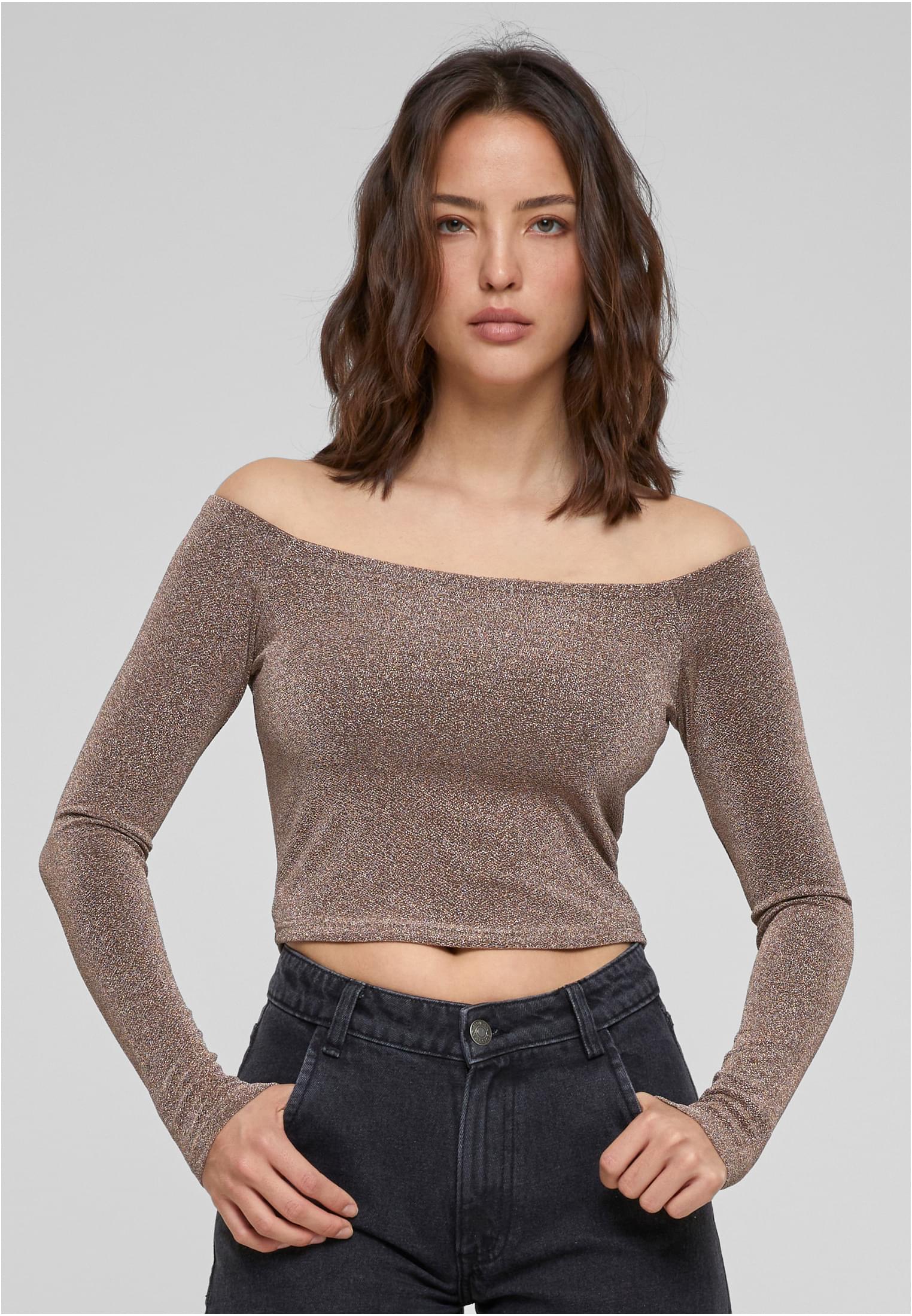 Ladies Off Shoulder Glitter Longsleeve gold 3XL - alternate variant 2