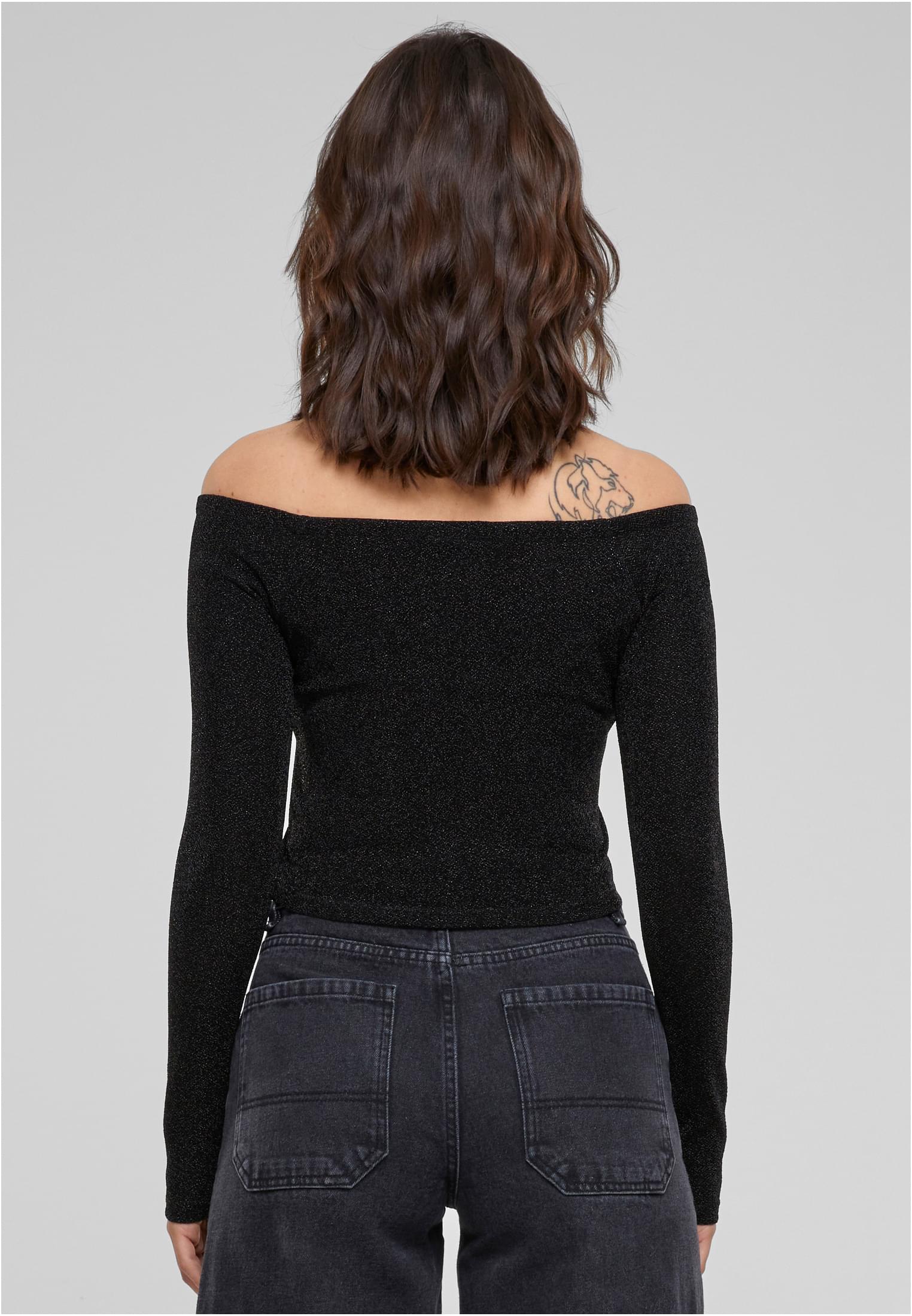 Ladies Off Shoulder Glitter Longsleeve black 3XL - variant image 2