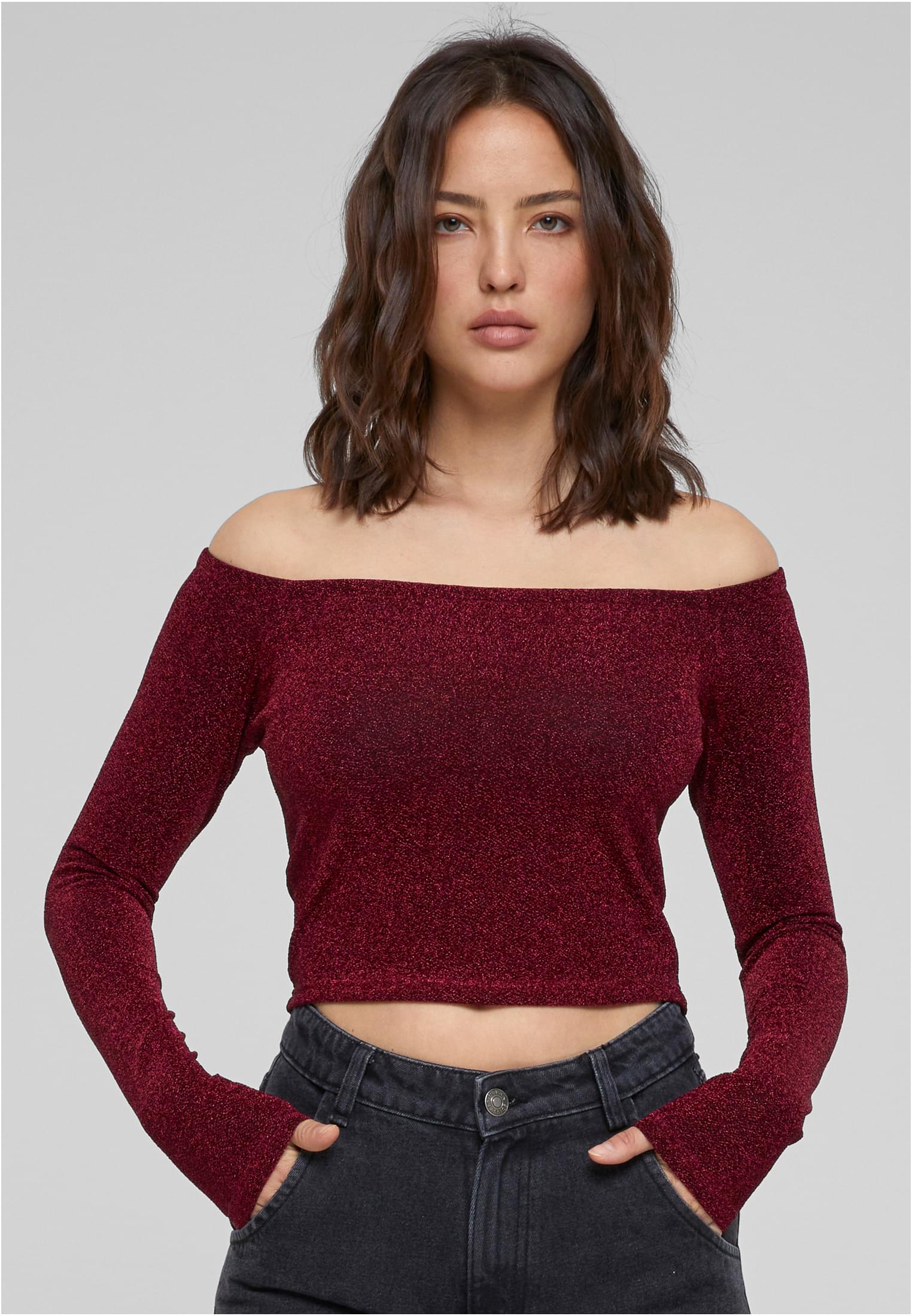 Ladies Off Shoulder Glitter Longsleeve burgundy 3XL - alternate variant 3