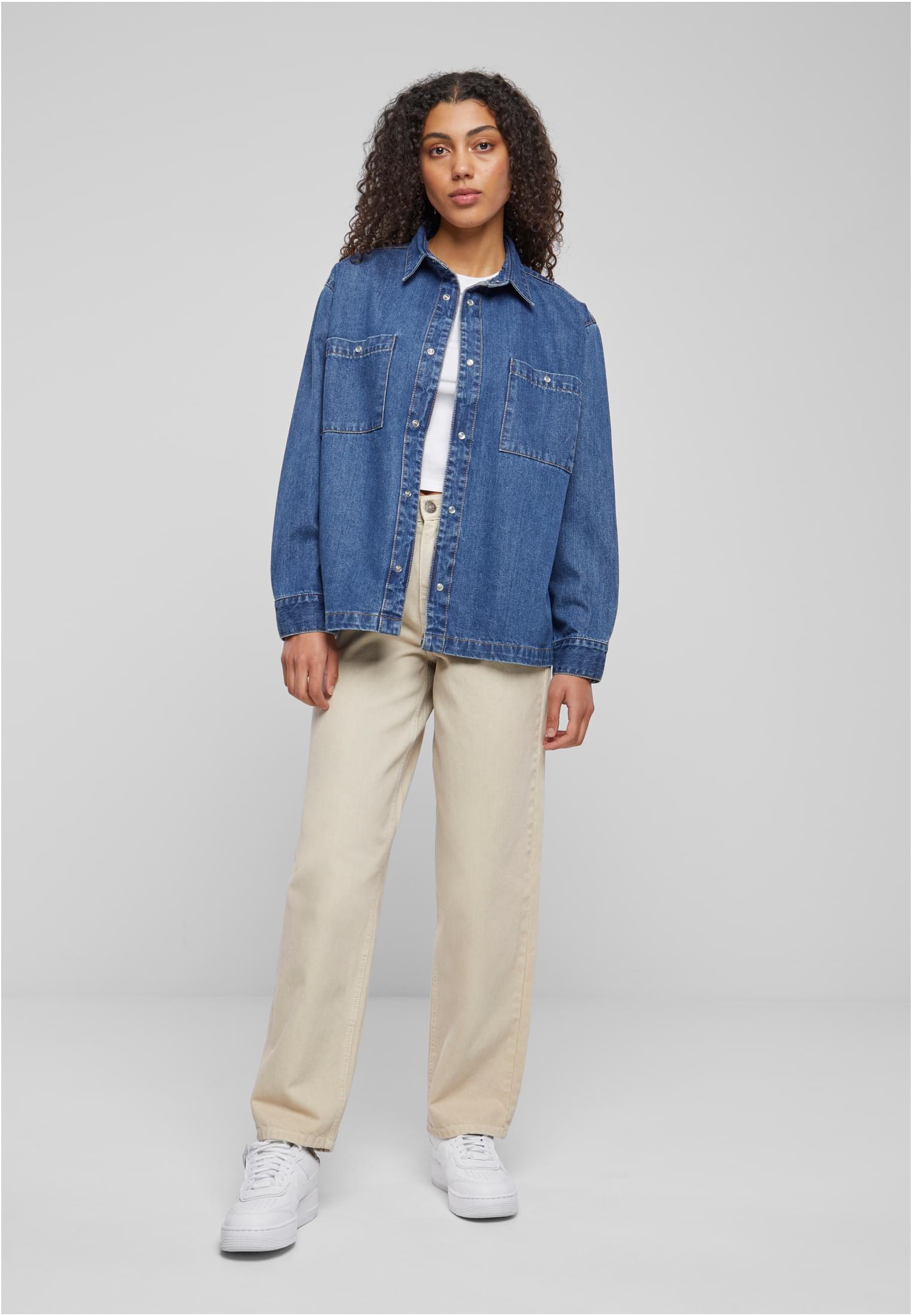 Chemise en denim oversize pour femmes, indigo délavé, taille 3XL
 - variant image 4
