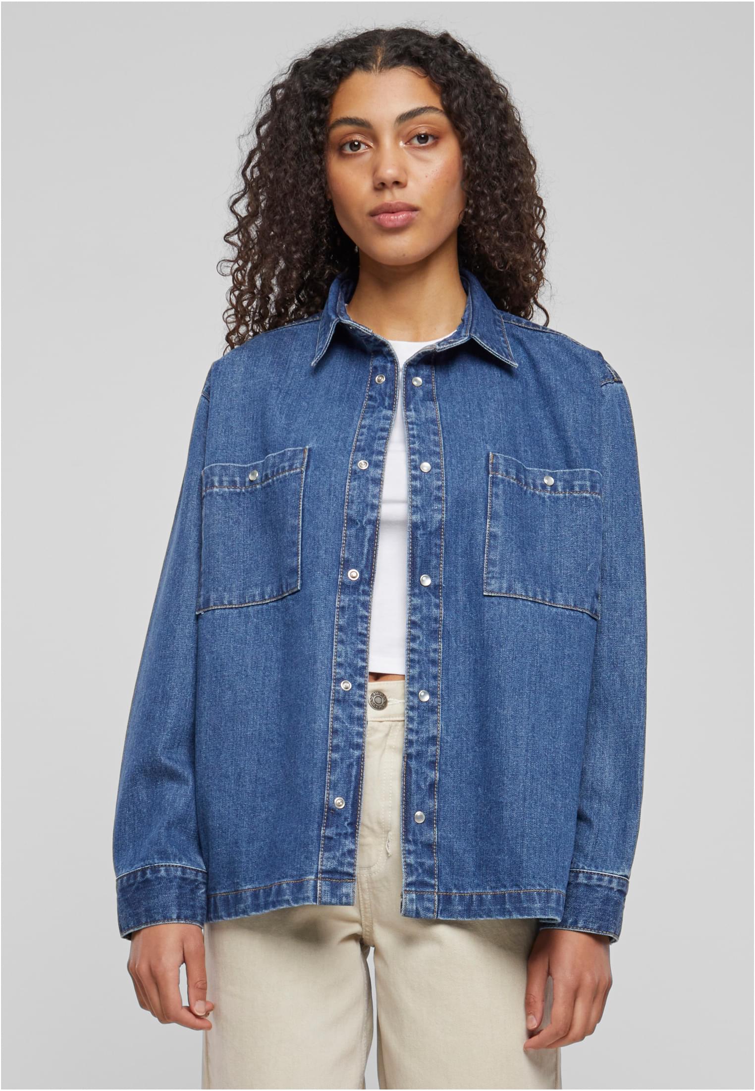 Chemise en denim oversize pour femmes, indigo délavé, taille 3XL
 - alternate variant 1