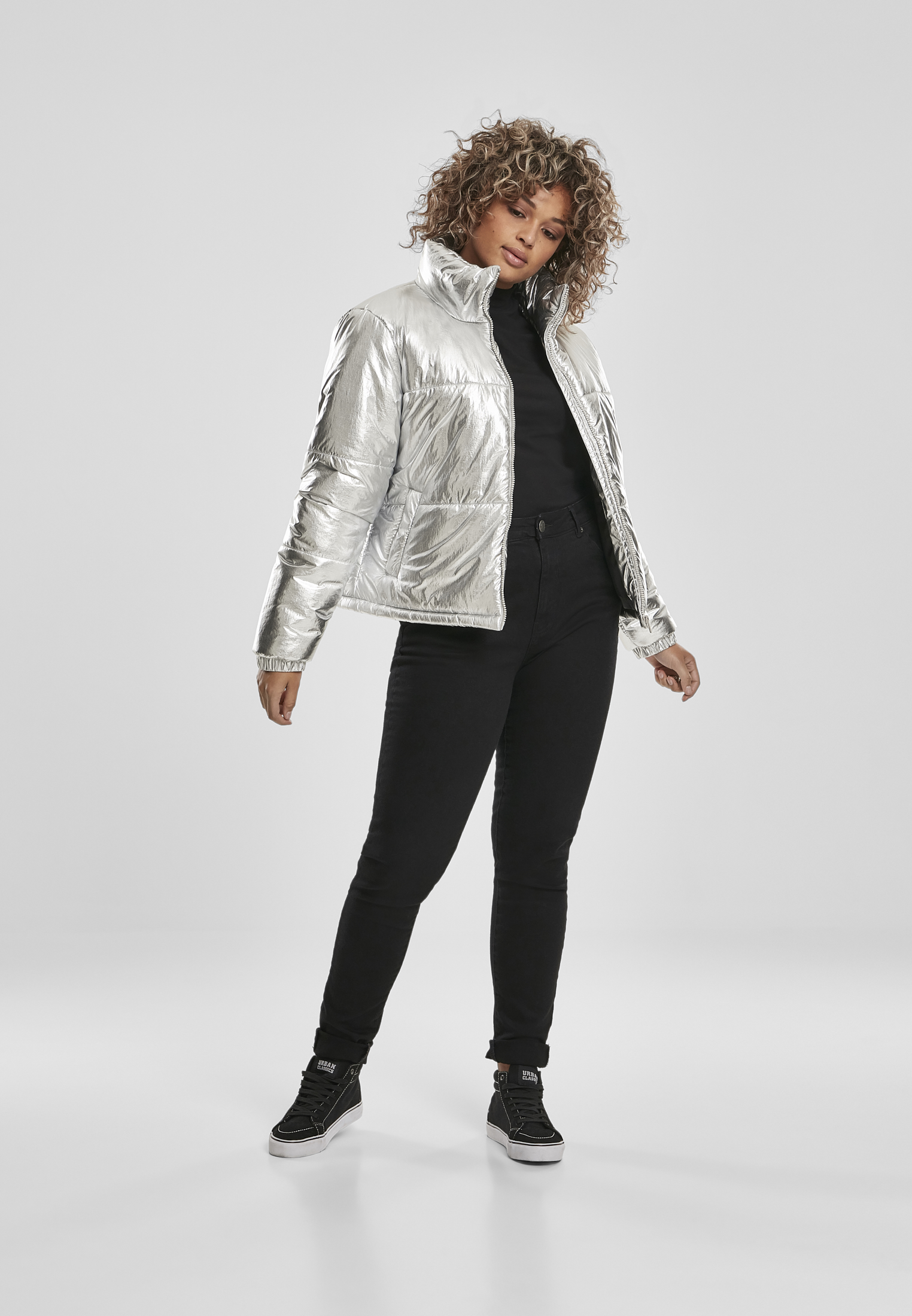 Ladies Metalic Puffer Jacket silver 3XL - variant image 4