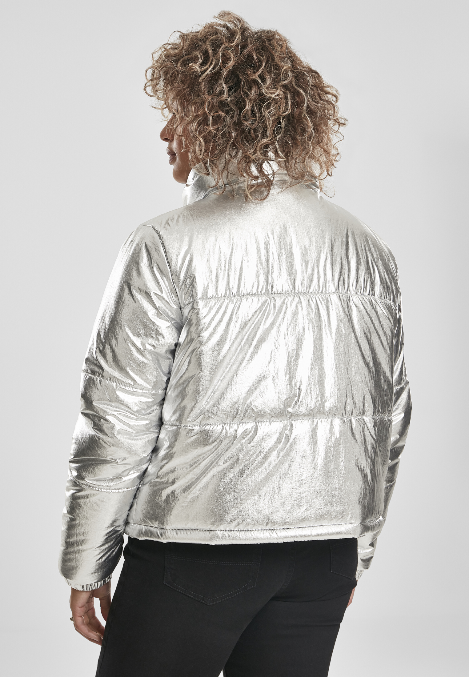 Ladies Metalic Puffer Jacket silver 3XL - variant image 2
