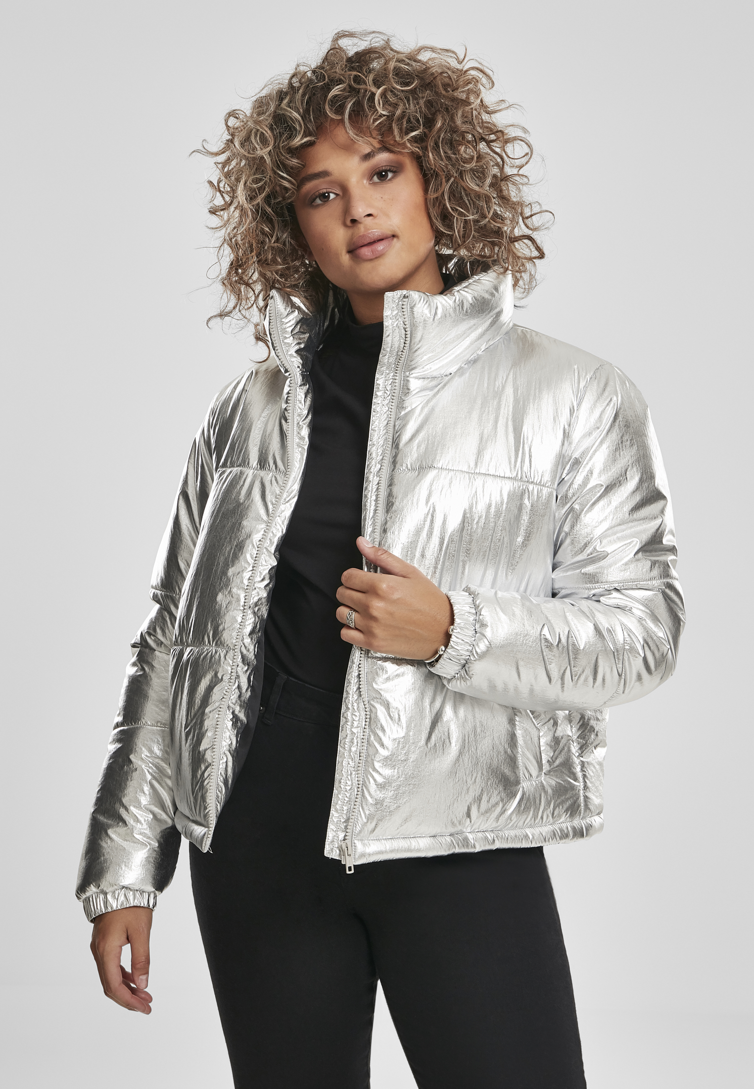 Ladies Metalic Puffer Jacket silver 3XL - alternate variant 1