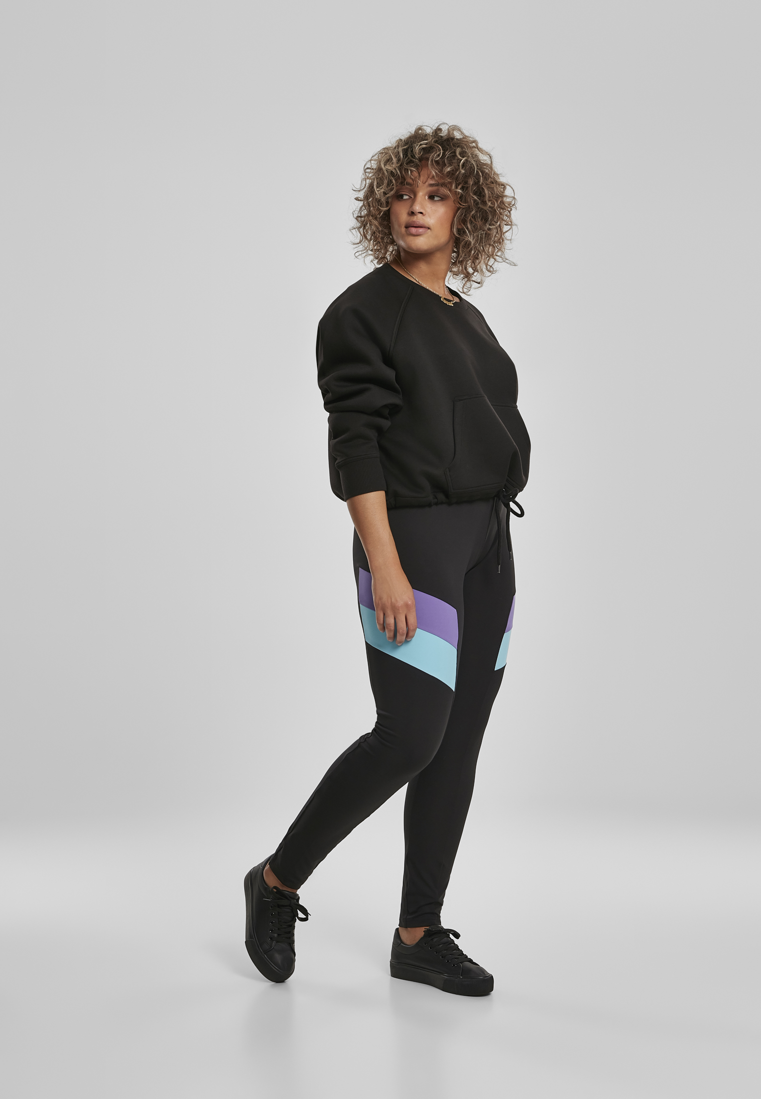 Ladies Color Block Leggings black/ultraviolet 3XL - variant image 4