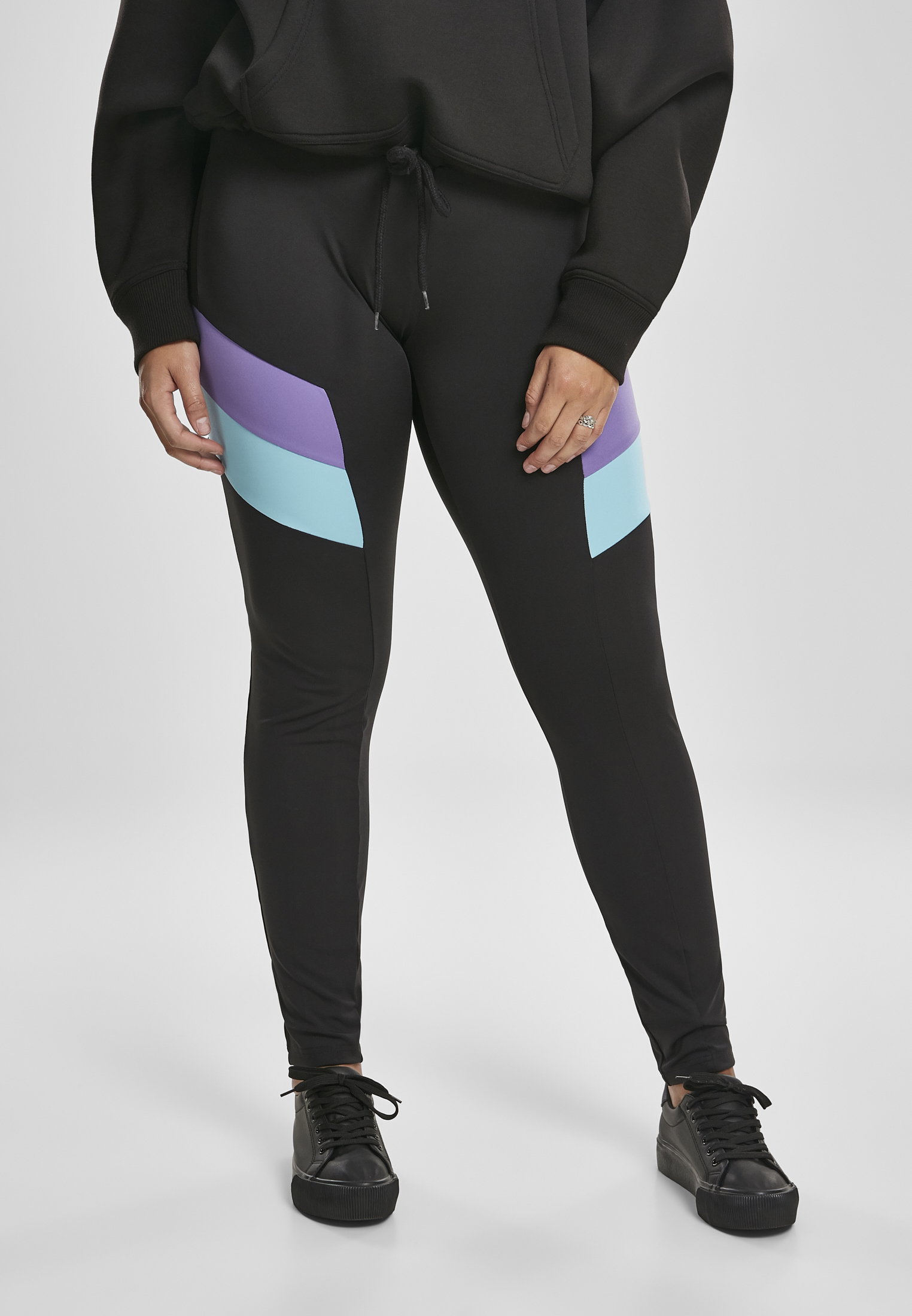 Ladies Color Block Leggings black/ultraviolet 3XL - alternate variant 1