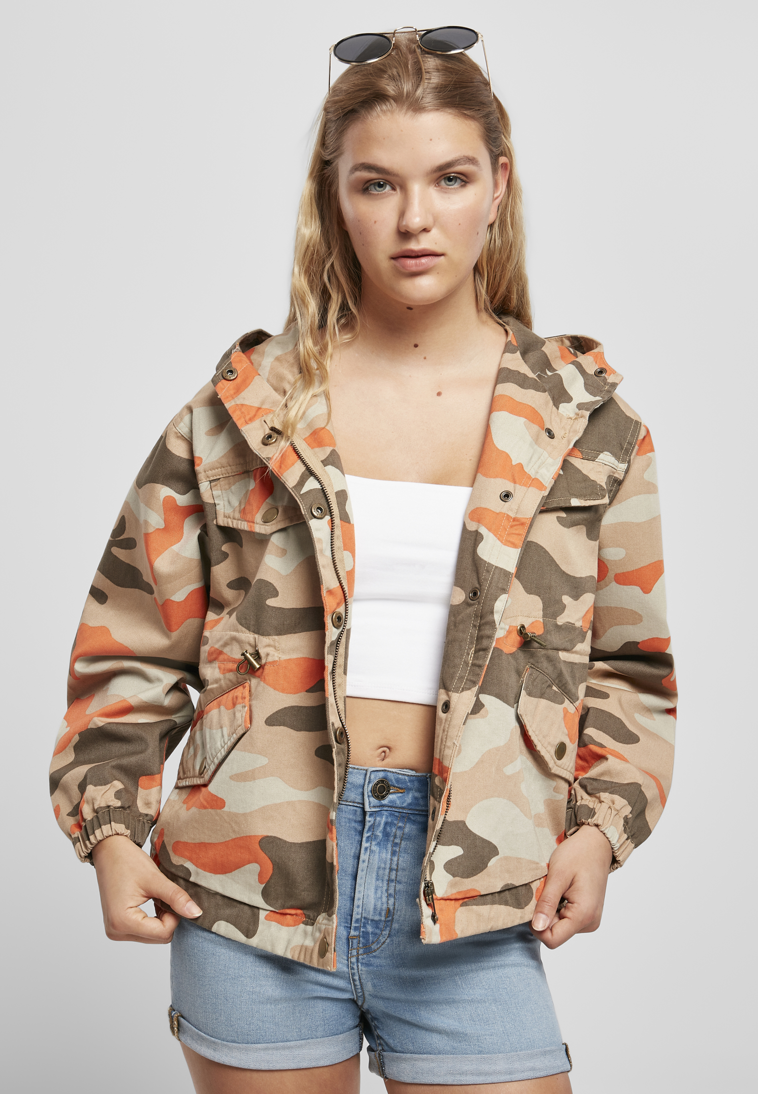 Ladies Oversized Camo Parka Jacket brick camo L - alternate variant 1