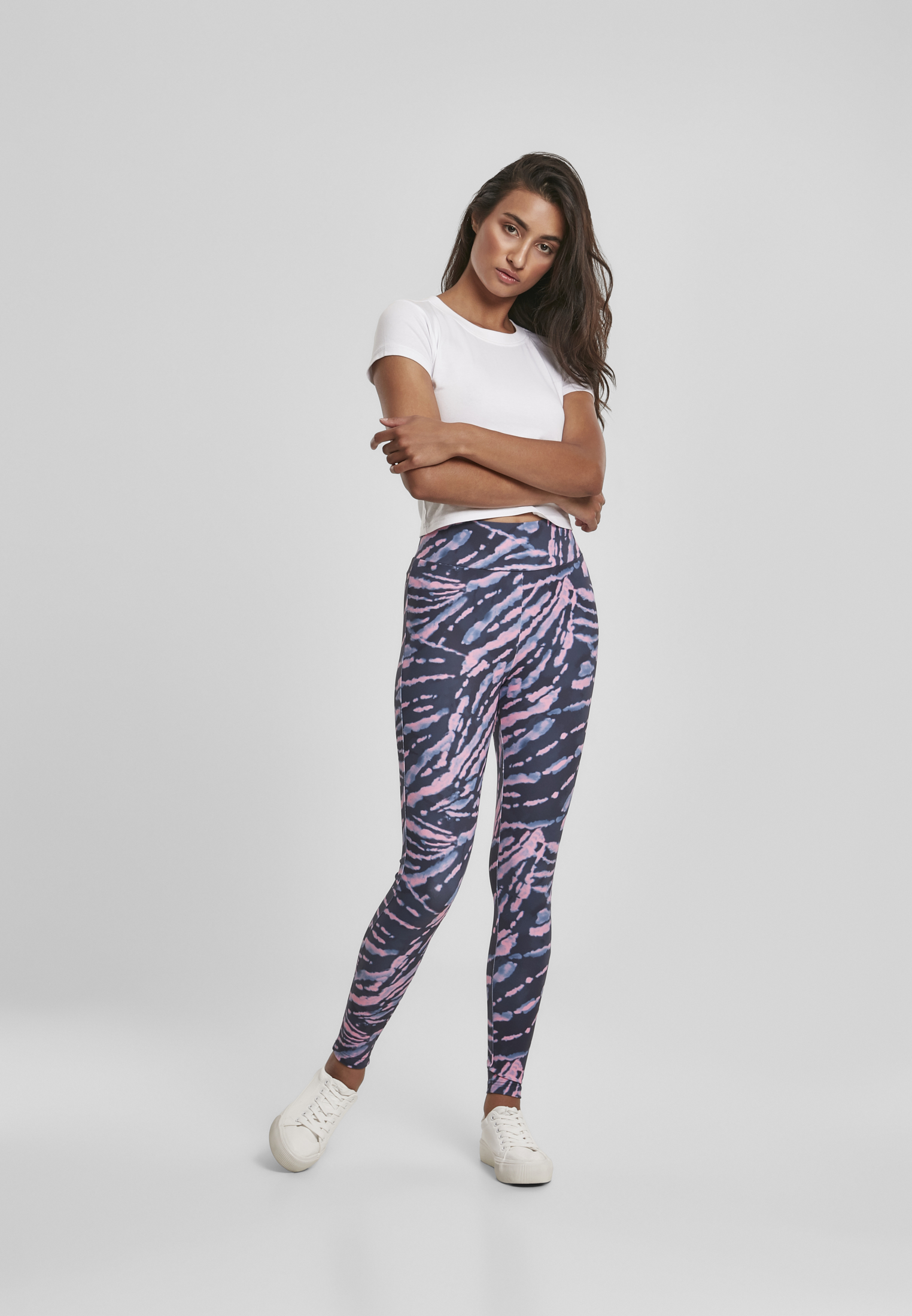Ladies High Waist Tie Dye Leggings darkshadow/pink L - variant image 4