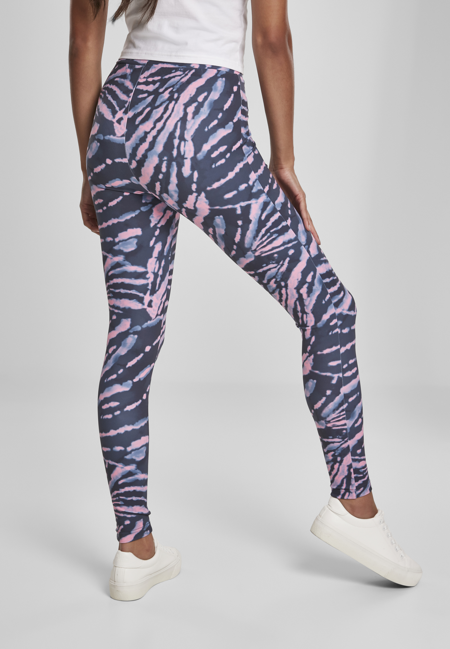 Ladies High Waist Tie Dye Leggings darkshadow/pink L - variant image 2