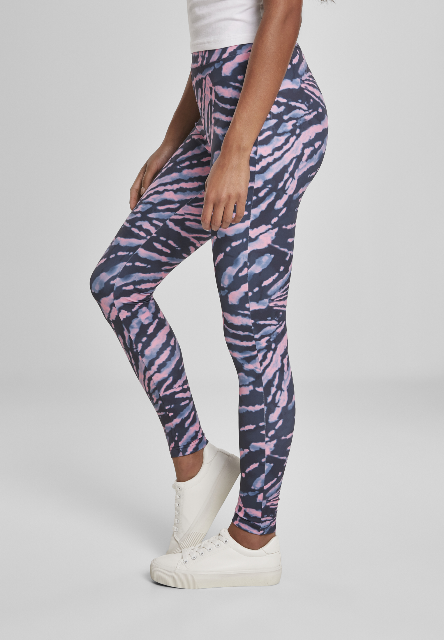 Ladies High Waist Tie Dye Leggings darkshadow/pink L - variant image 1