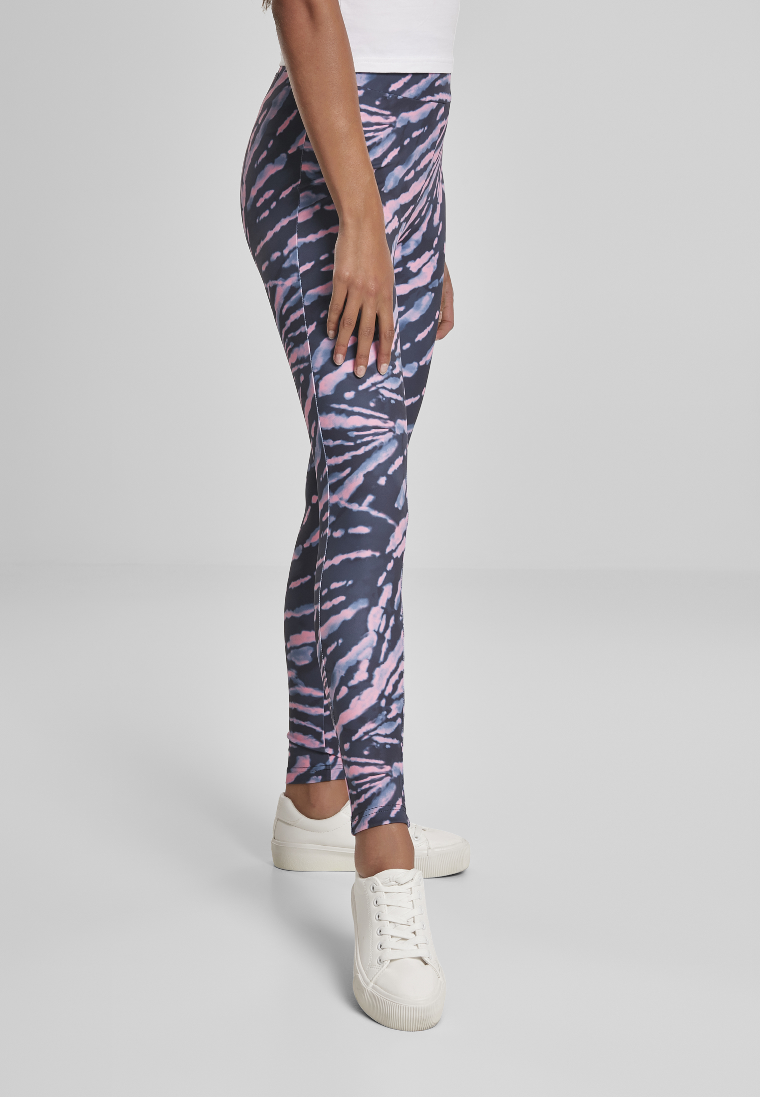Ladies High Waist Tie Dye Leggings darkshadow/pink L - variant image 3