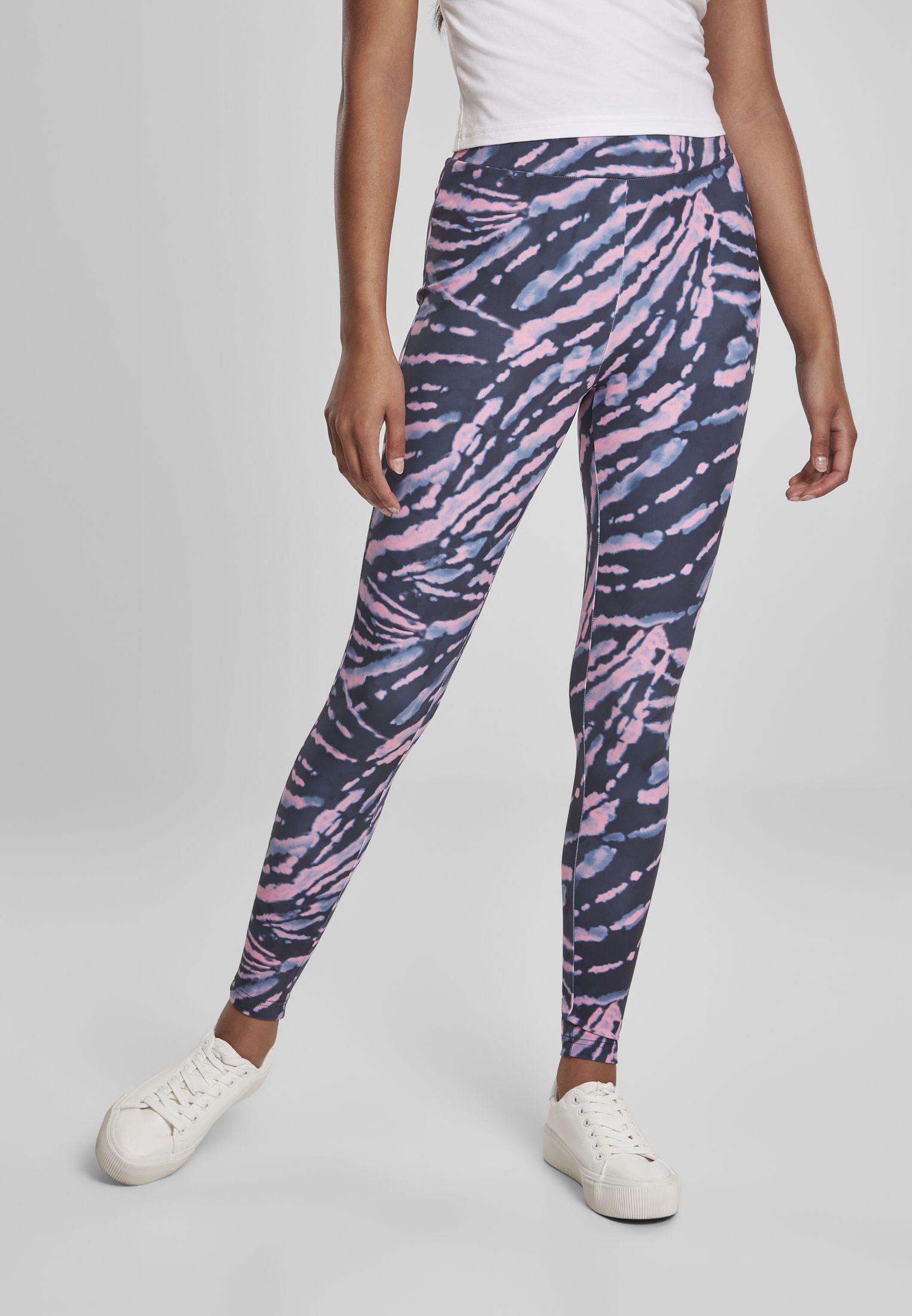 Ladies High Waist Tie Dye Leggings darkshadow/pink L - alternate variant 1