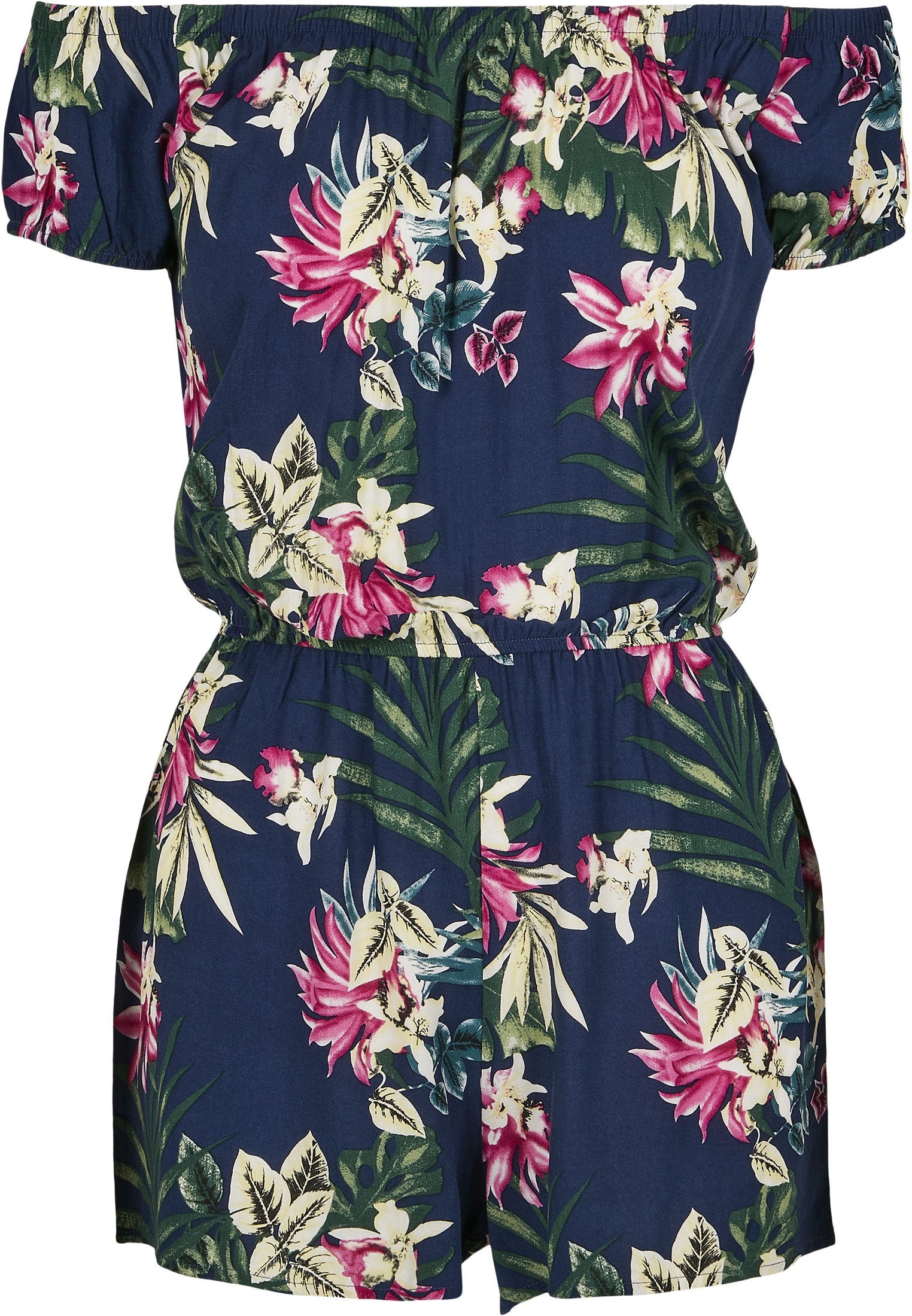 Ladies AOP Off Shoulder Short Jumpsuit blue flower 3XL - variant image 5