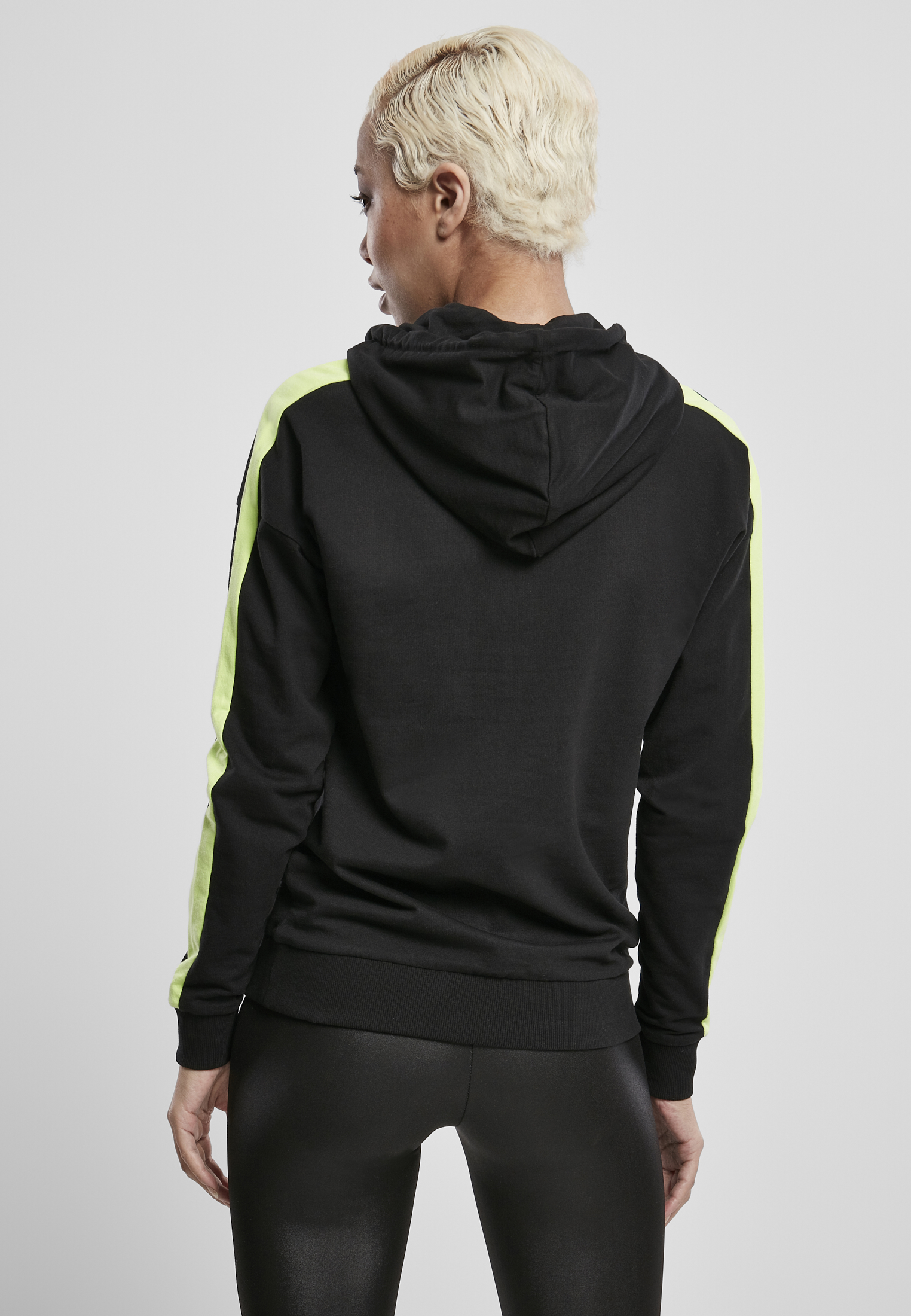 Ladies Neon Shoulder Stripe Hoody black/electriclime L - variant image 2