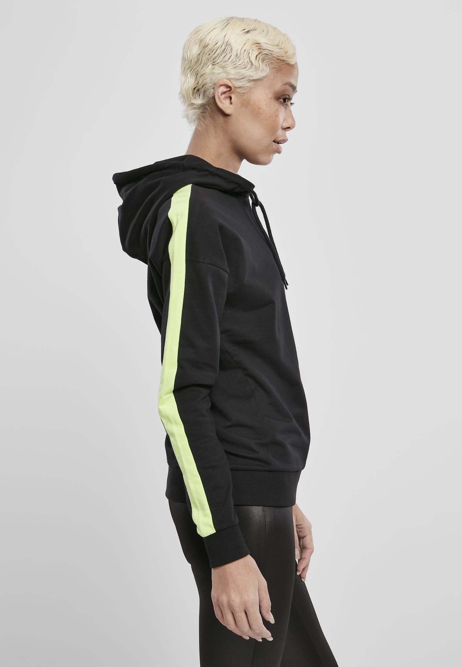 Ladies Neon Shoulder Stripe Hoody black/electriclime L - variant image 3