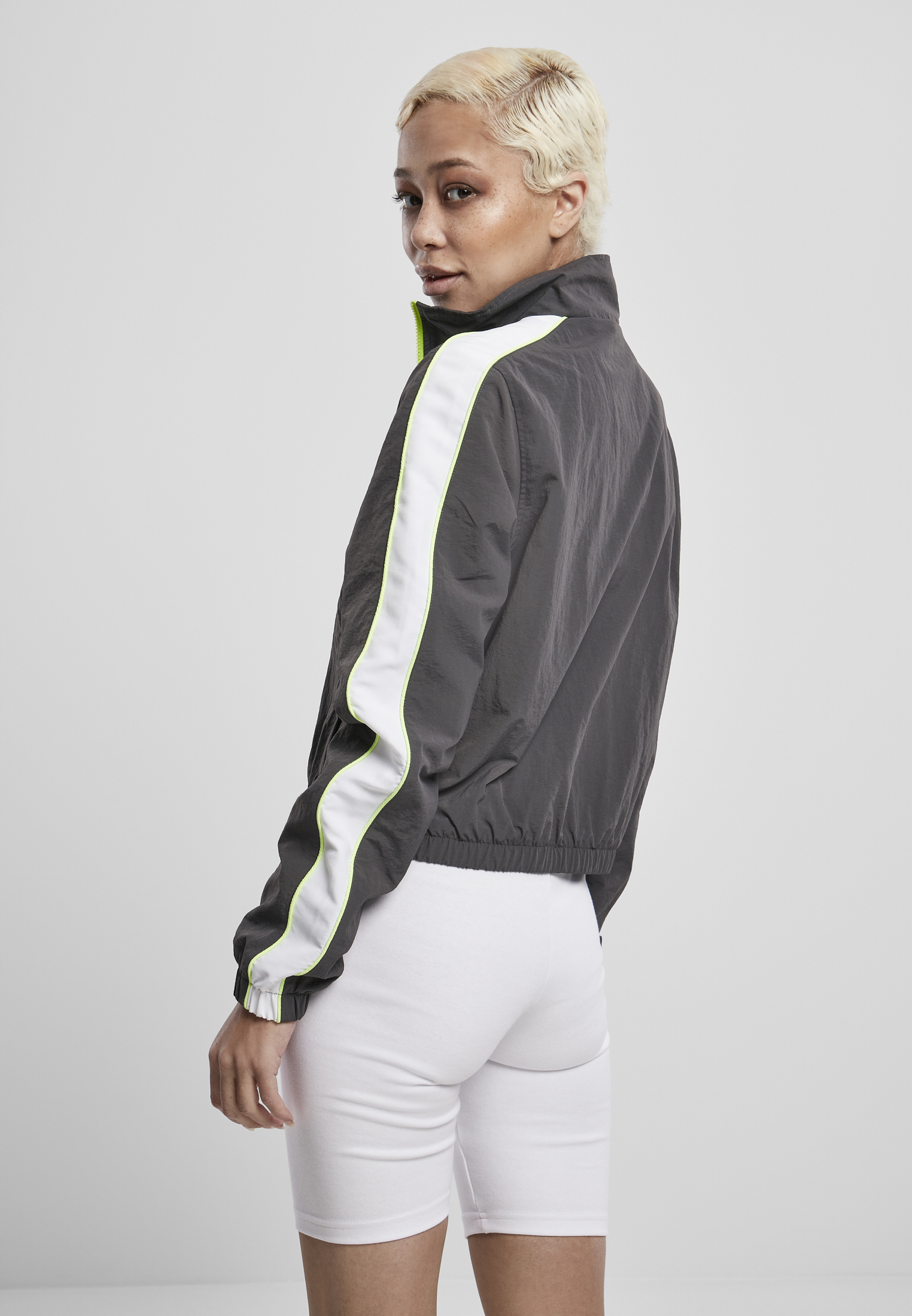 Ladies Short Piped Track Jacket darkshadow/electriclime L - variant image 2