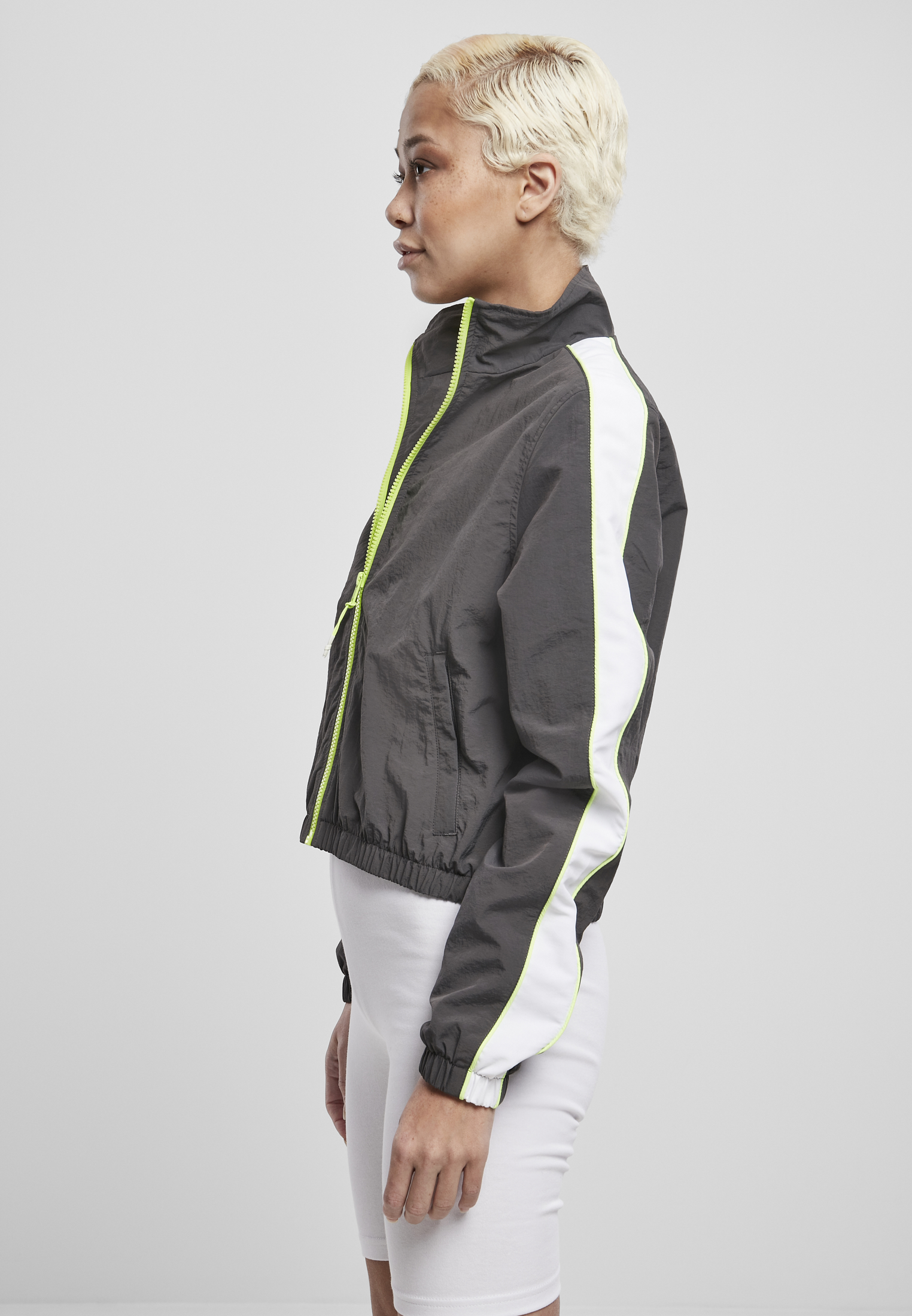 Ladies Short Piped Track Jacket darkshadow/electriclime L - variant image 1