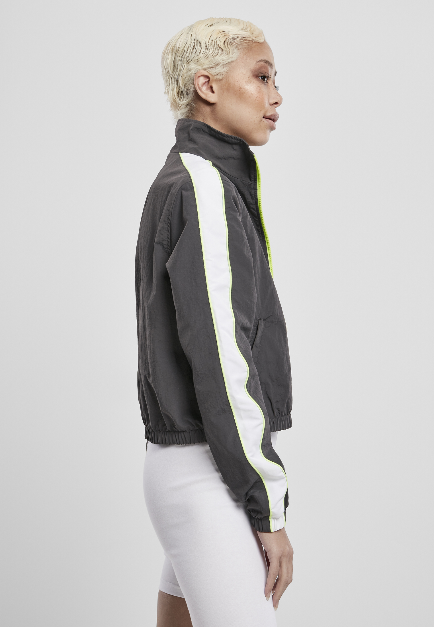 Ladies Short Piped Track Jacket darkshadow/electriclime L - variant image 3
