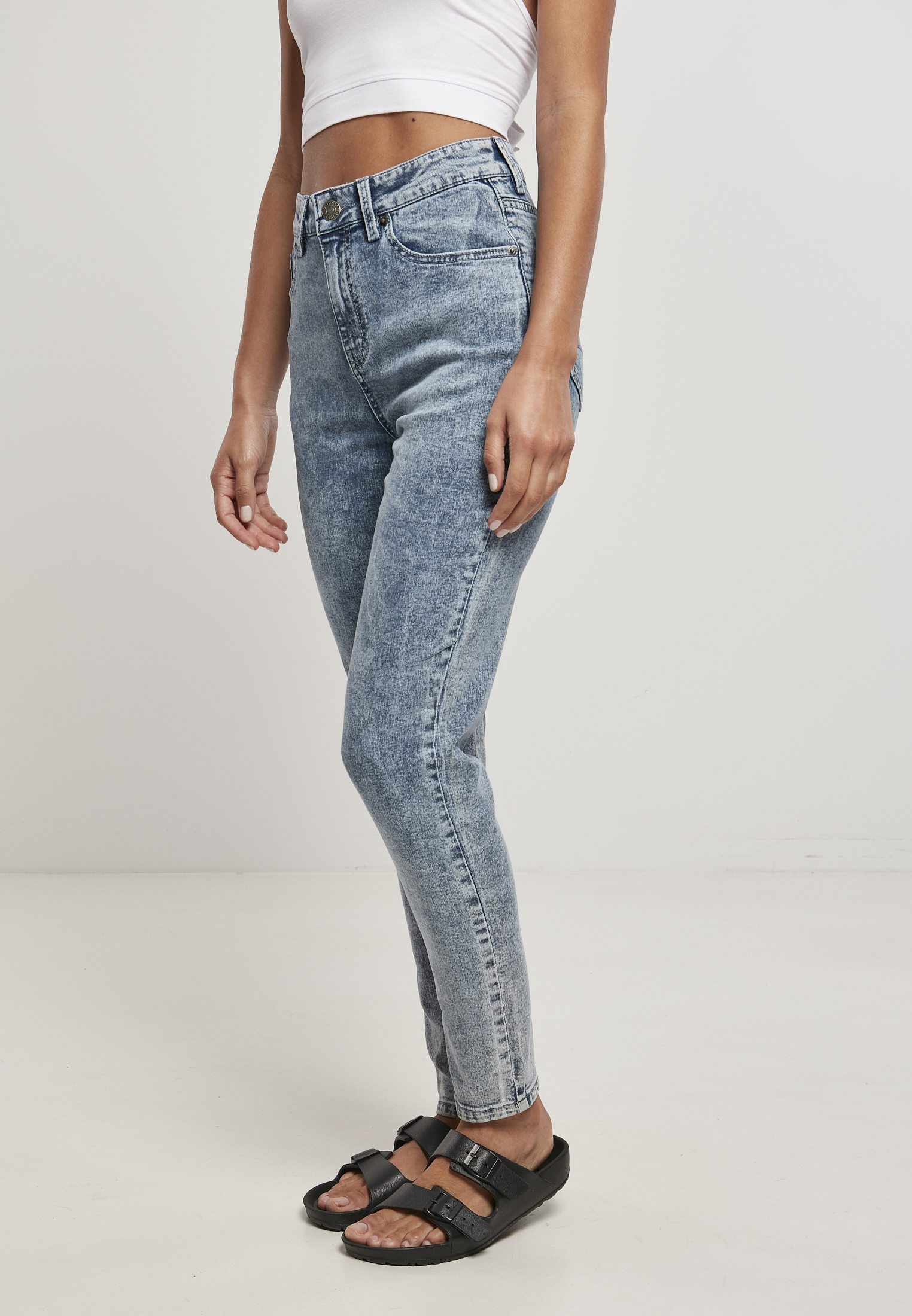 Ladies High Waist Skinny Jeans light skyblue acid washed 30/32 - variant image 1