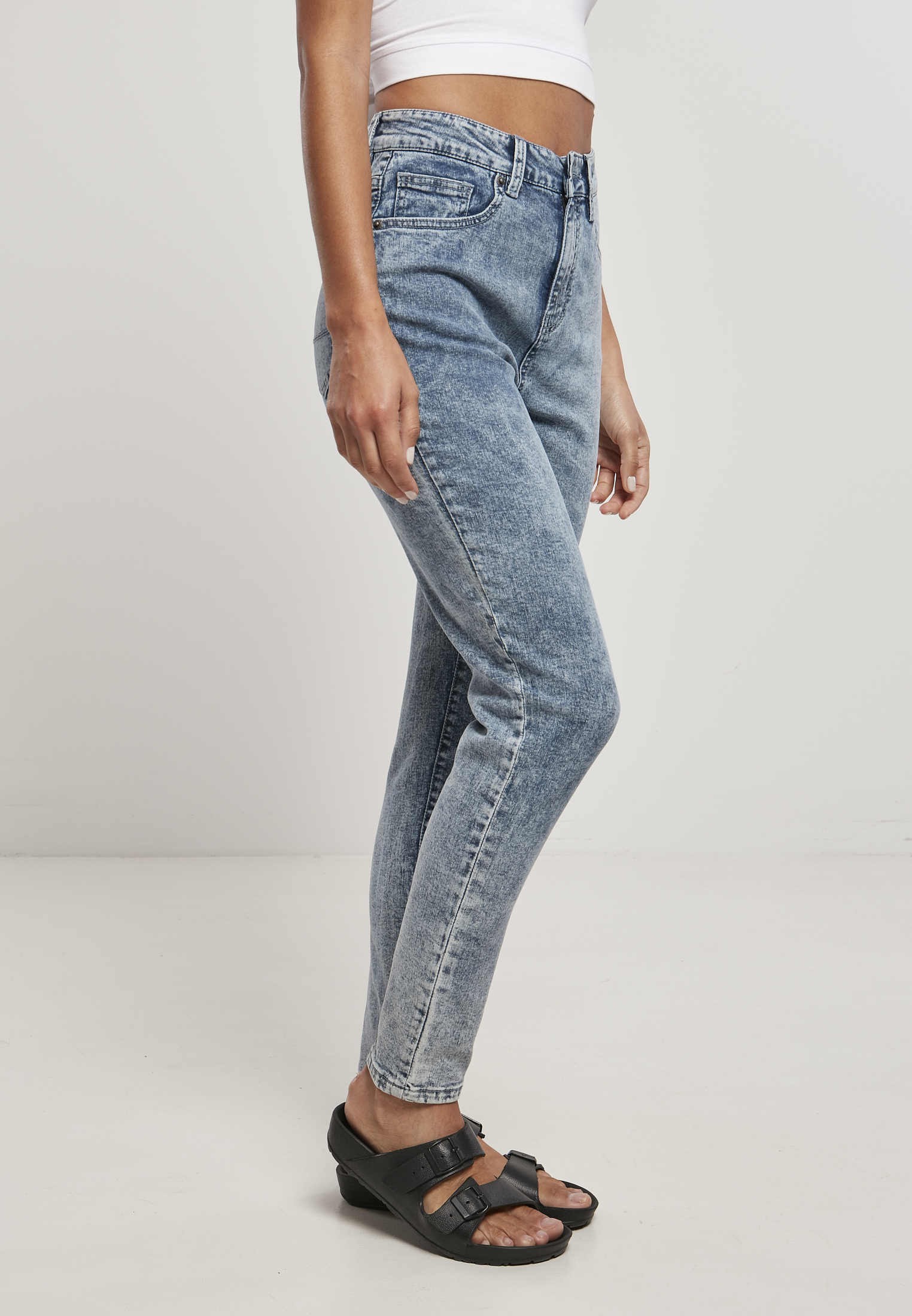 Ladies High Waist Skinny Jeans light skyblue acid washed 30/32 - variant image 3
