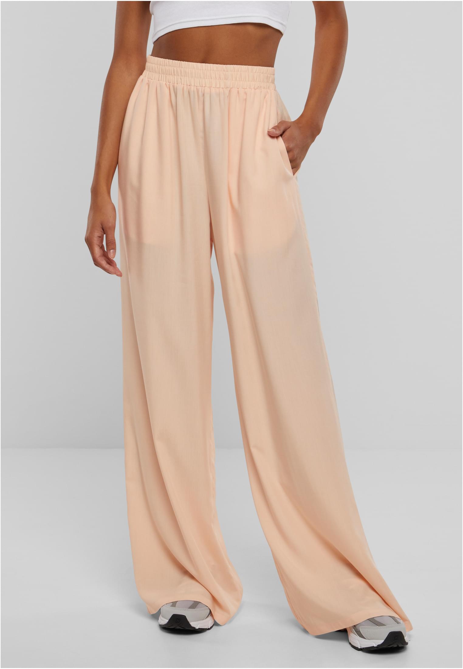 Pantalones de mujer de pierna ancha de viscosa suaves, color melocotón, talla 3XL
 - alternate variant 3