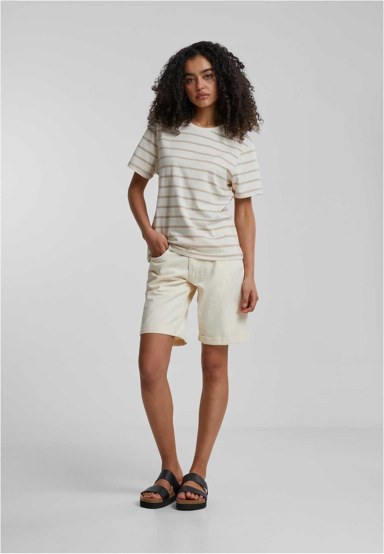 Ladies Striped Boxy Tee wetsand/sand 3XL - variant image 2