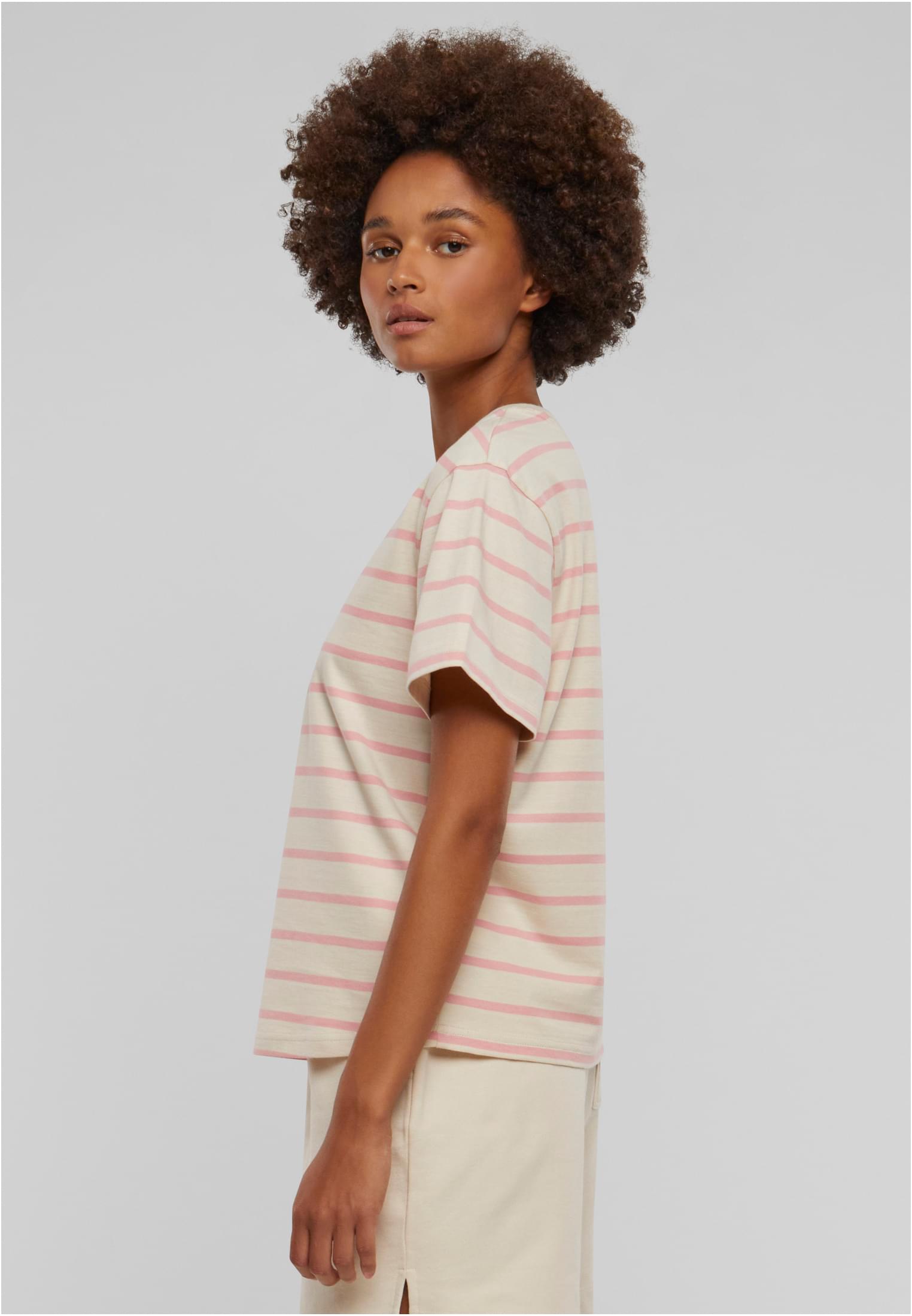 Ladies Striped Boxy Tee lemonadepink/whitesand 3XL - variant image 1