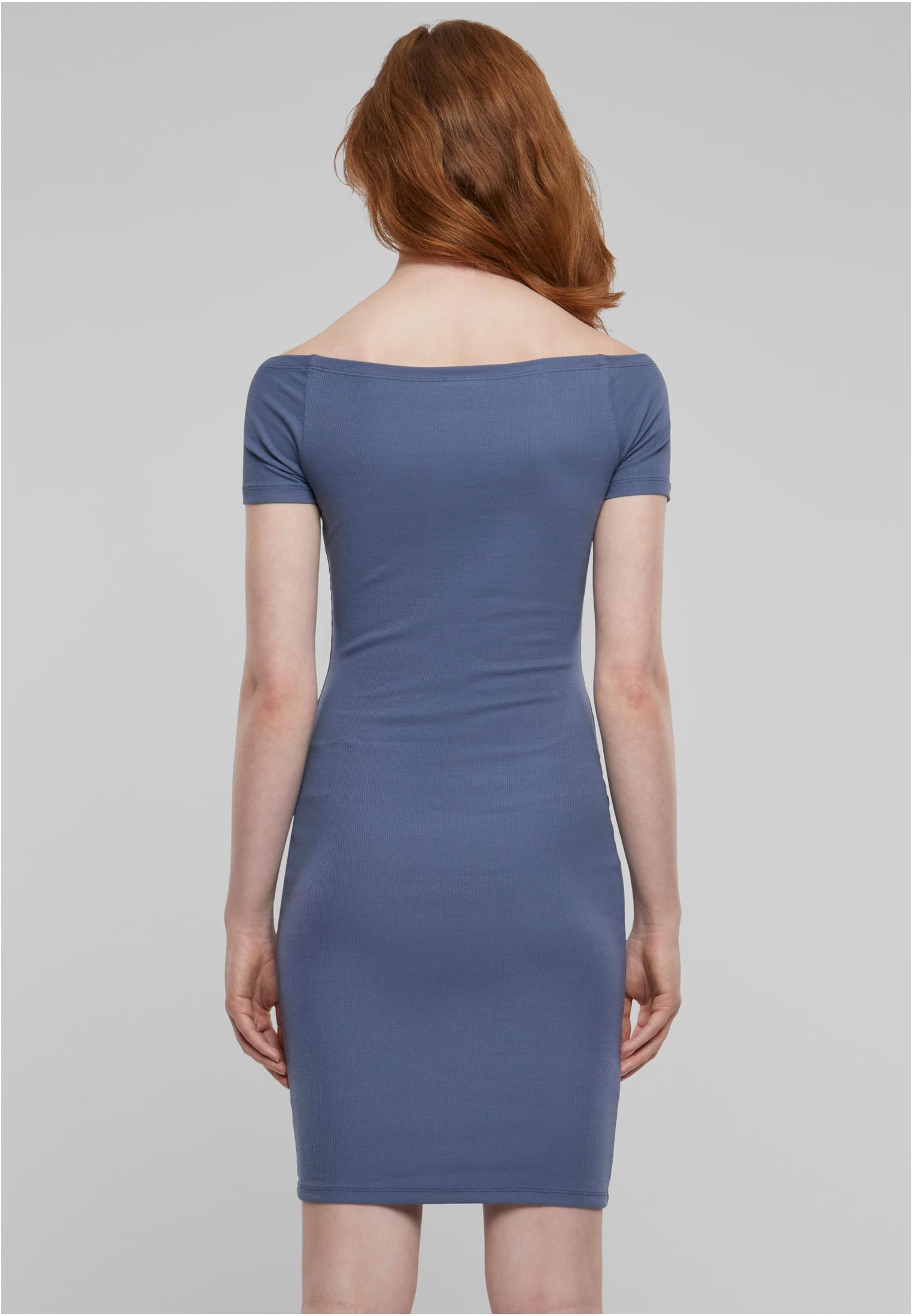 Ladies Off Shoulder Rib Dress vintageblue 3XL - variant image 2