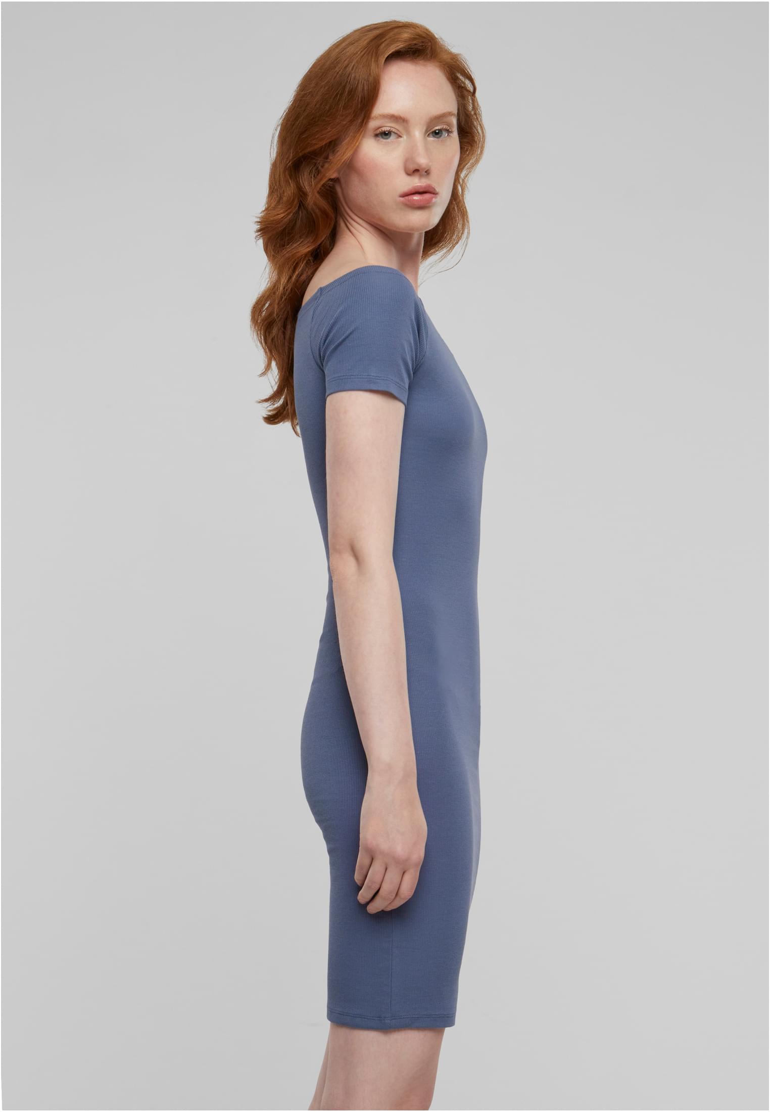 Ladies Off Shoulder Rib Dress vintageblue 3XL - variant image 3