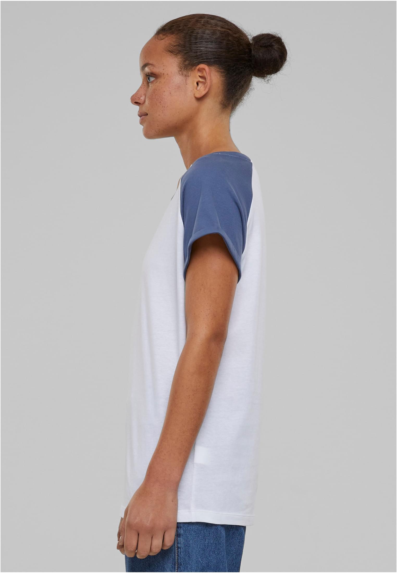 T-shirt contrastées femmes Raglan blanc/bleu vintage 3XL
 - variant image 1