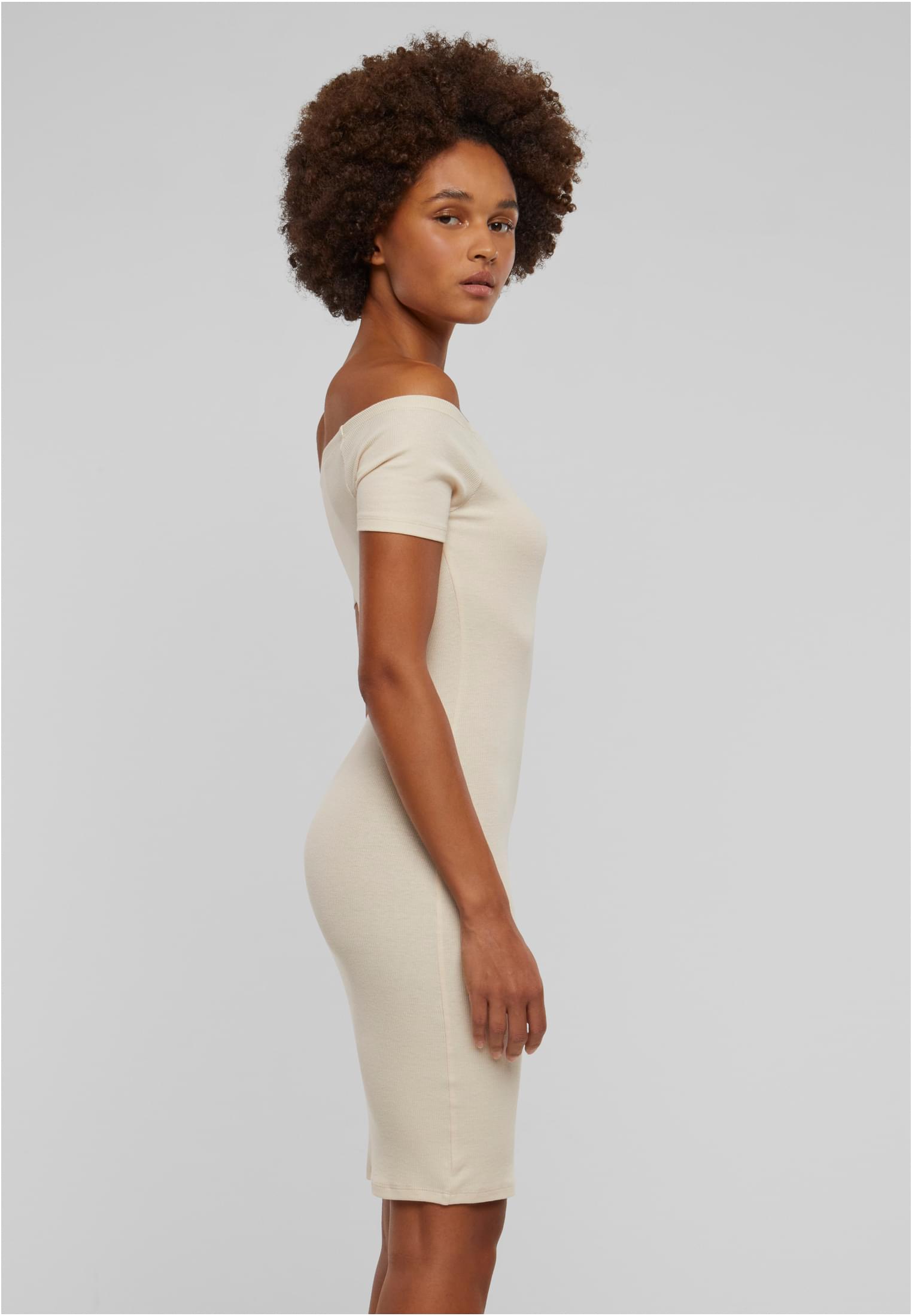 Ladies Off Shoulder Rib Dress whitesand 3XL - variant image 3