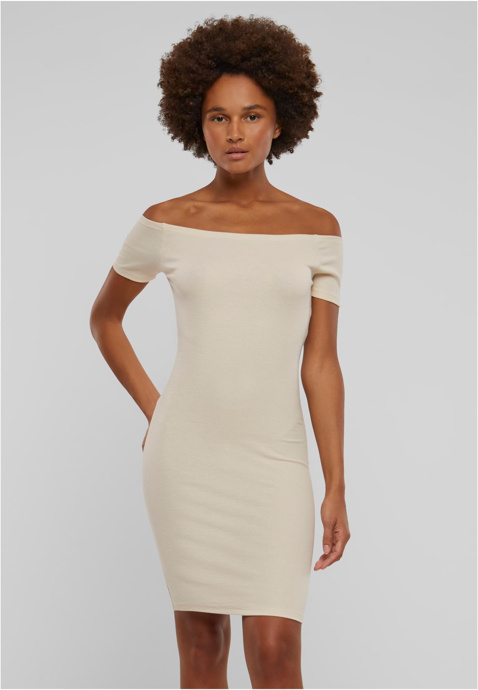 Ladies Off Shoulder Rib Dress whitesand 3XL - alternate variant 5