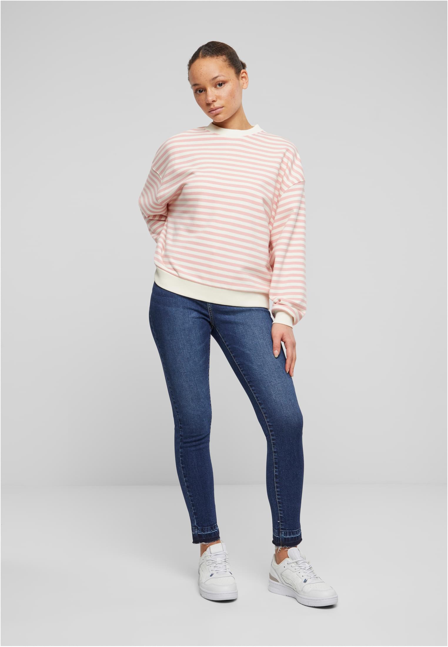 Ladies Oversized Striped Crewneck lemonadepink/whitesand 3XL - variant image 4