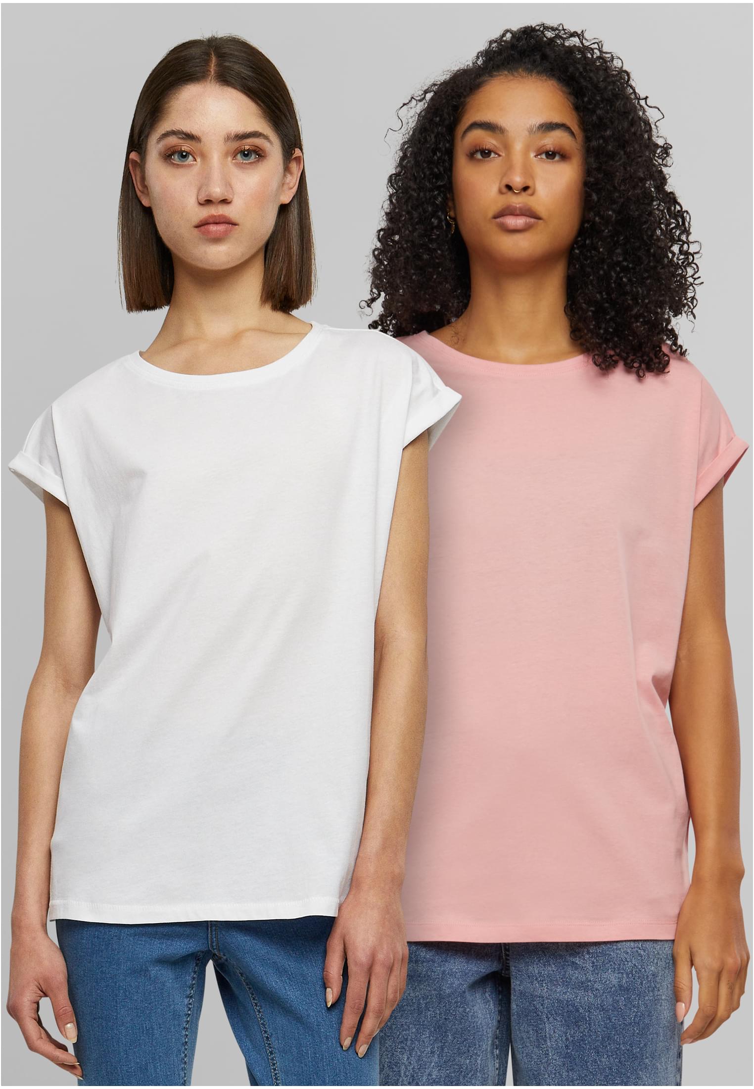 Dames T-shirt Épaules Étendues 2-Pack citronlimestoneur+blanc 3XL
 - alternate variant 8