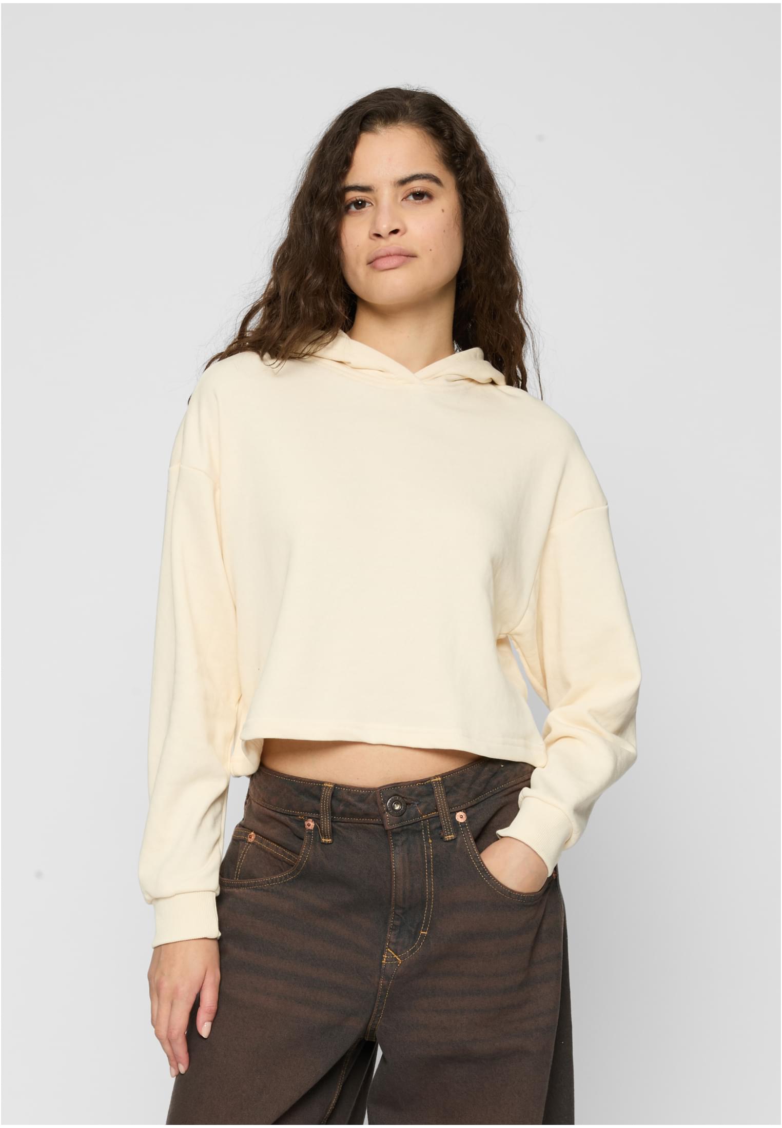 Ladies Oversized Cropped Light Terry Hoodie whitesand 3XL - alternate variant 2