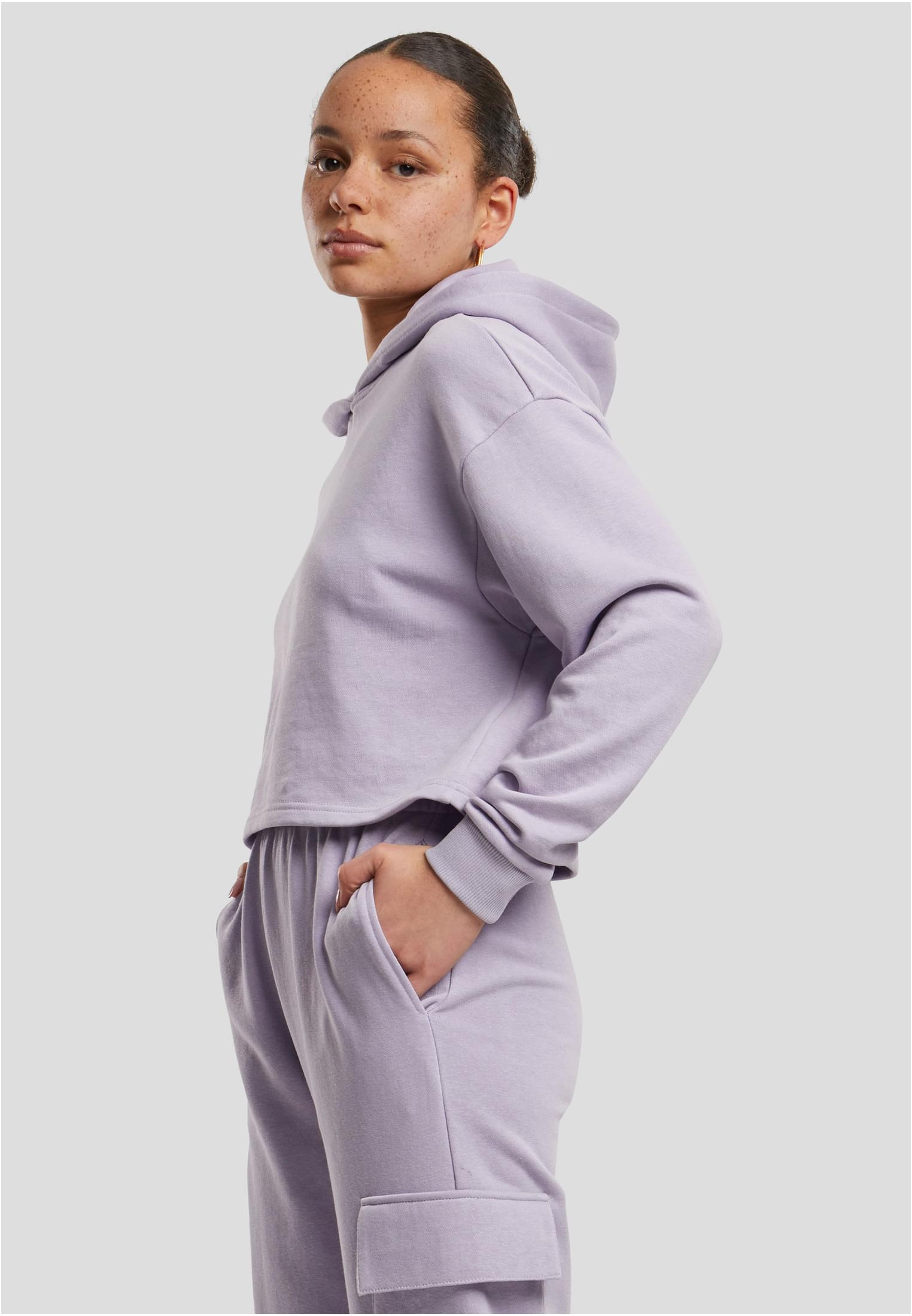 Ladies Oversized Cropped Light Terry Hoodie dustylilac 3XL - variant image 1