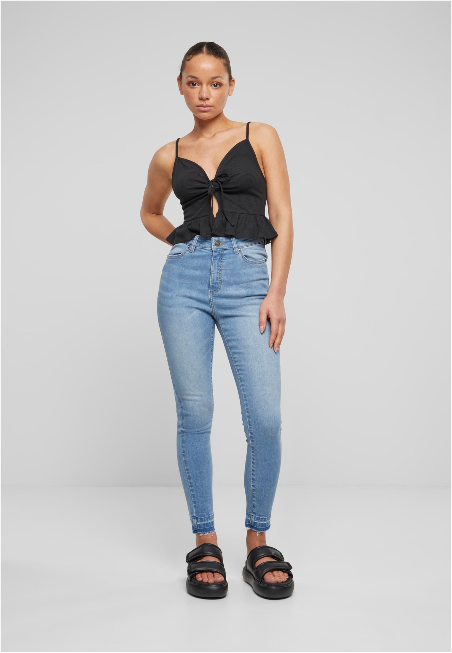 Ladies Waffle Pique Ruffle Top black 3XL - variant image 3