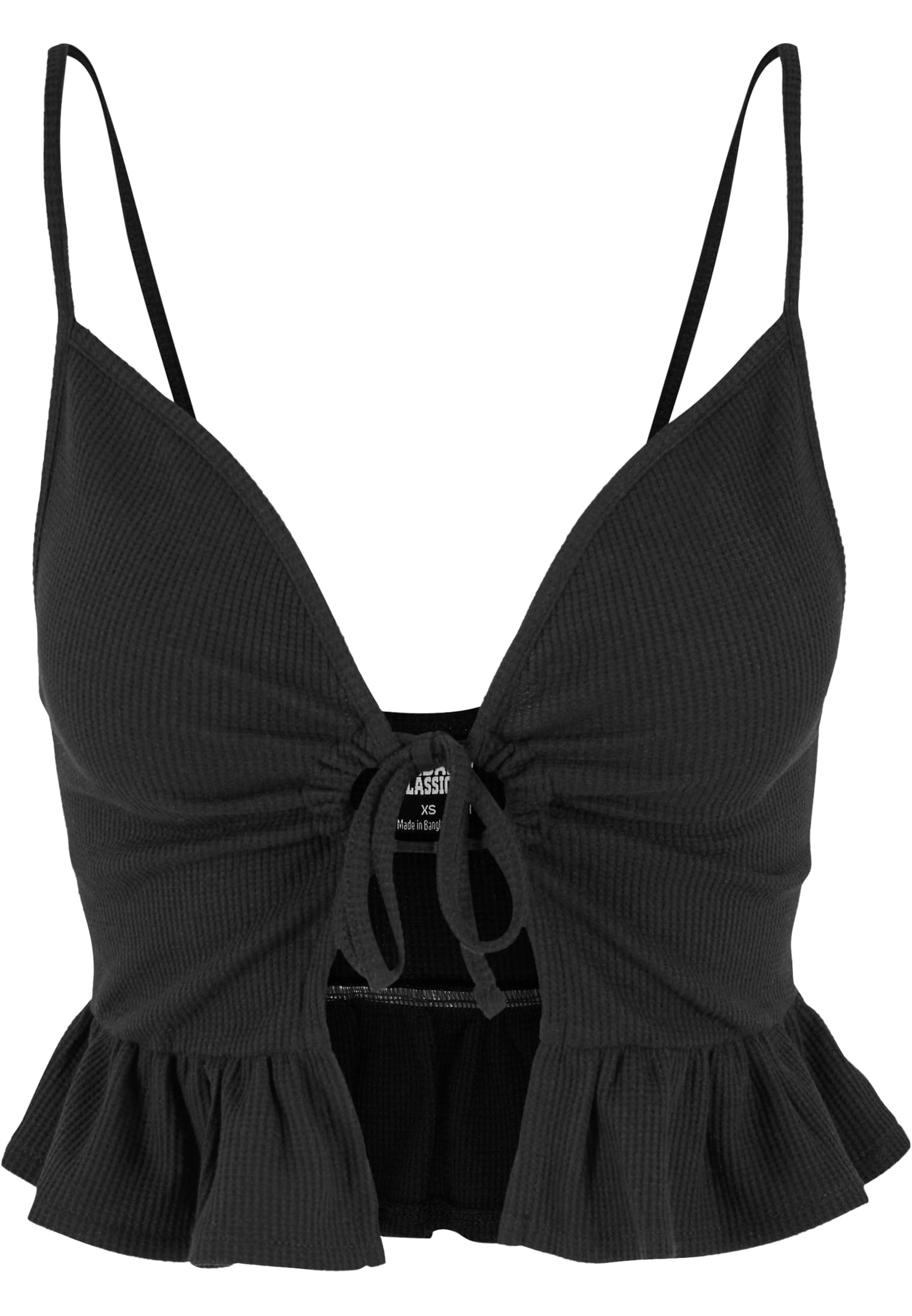 Ladies Waffle Pique Ruffle Top black 3XL - variant image 4