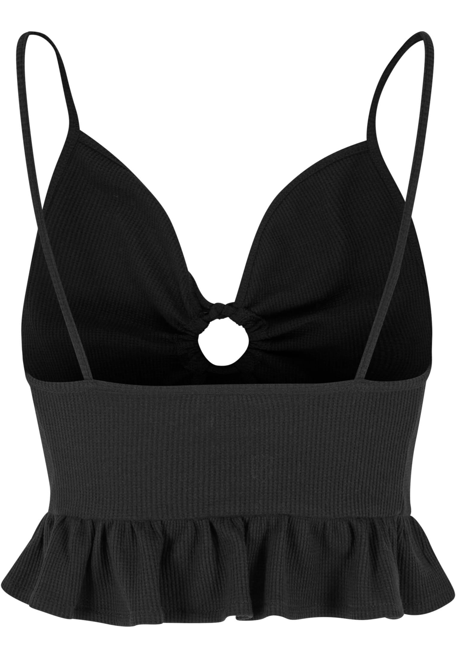 Ladies Waffle Pique Ruffle Top black 3XL - variant image 5