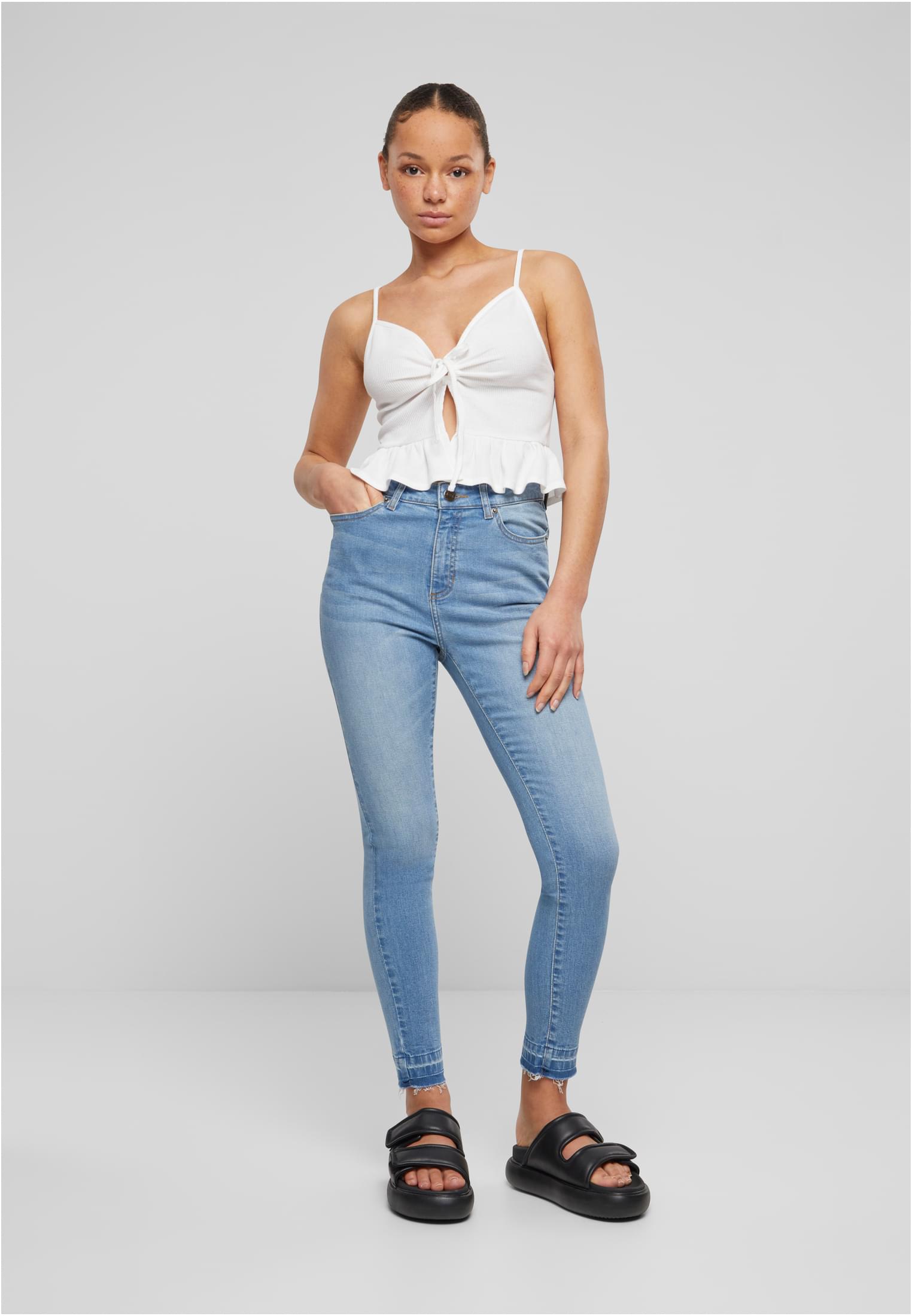 Ladies Waffle Pique Ruffle Top white 3XL - variant image 4