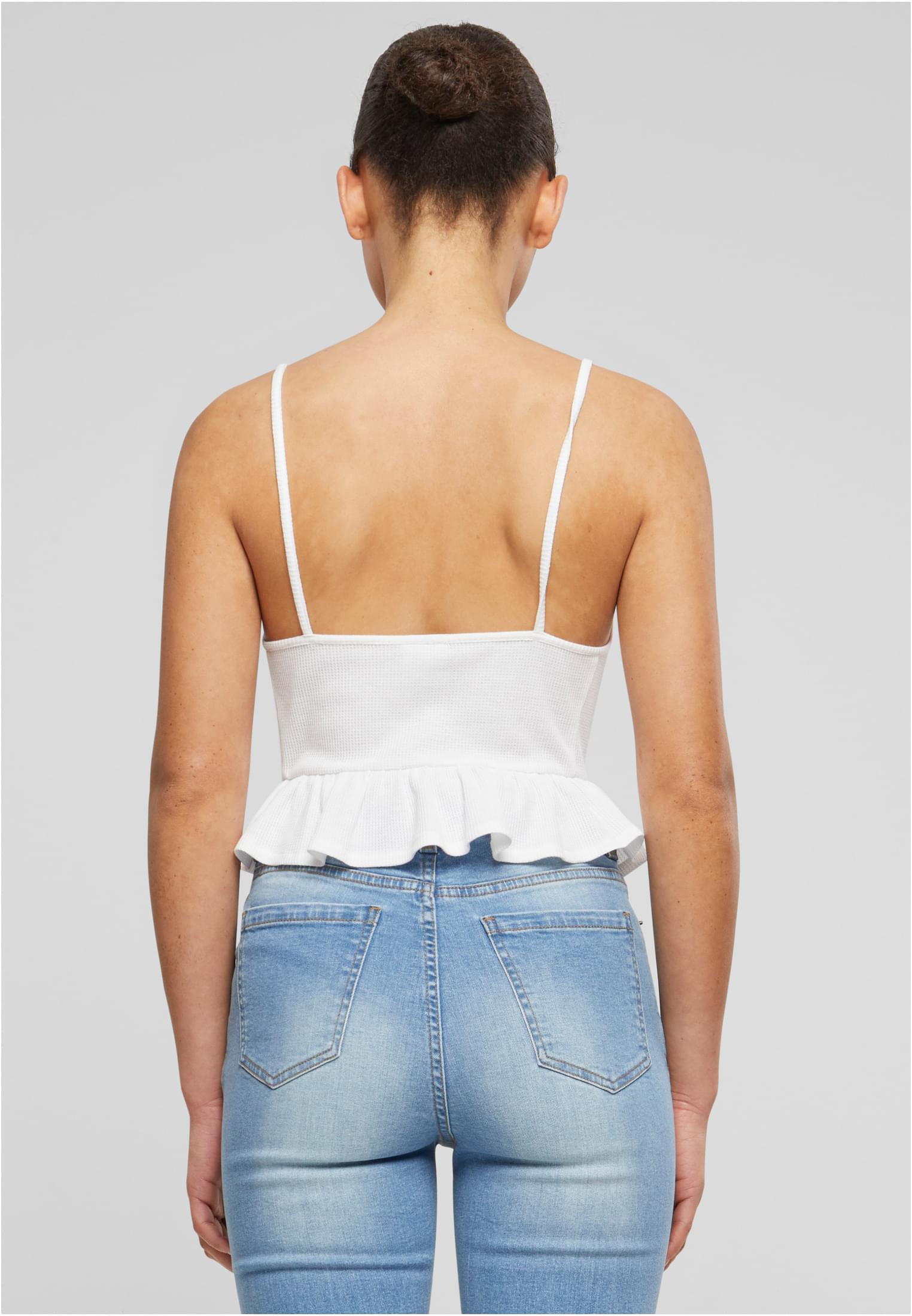 Ladies Waffle Pique Ruffle Top white 3XL - variant image 2